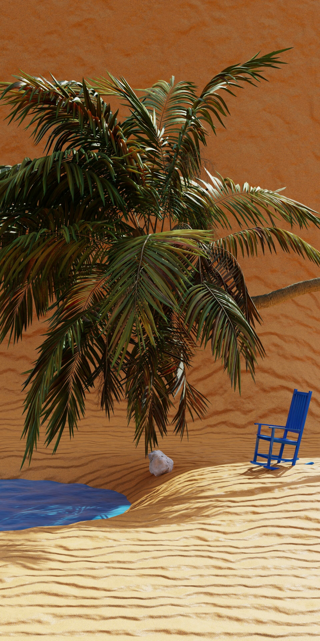 Palm tree and desert, vacation, 1080x2160 wallpaper