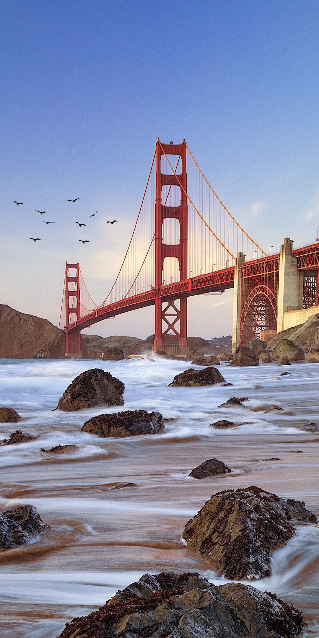 Bridge, coast, Golden Gate Bridge, 1080x2160 wallpaper