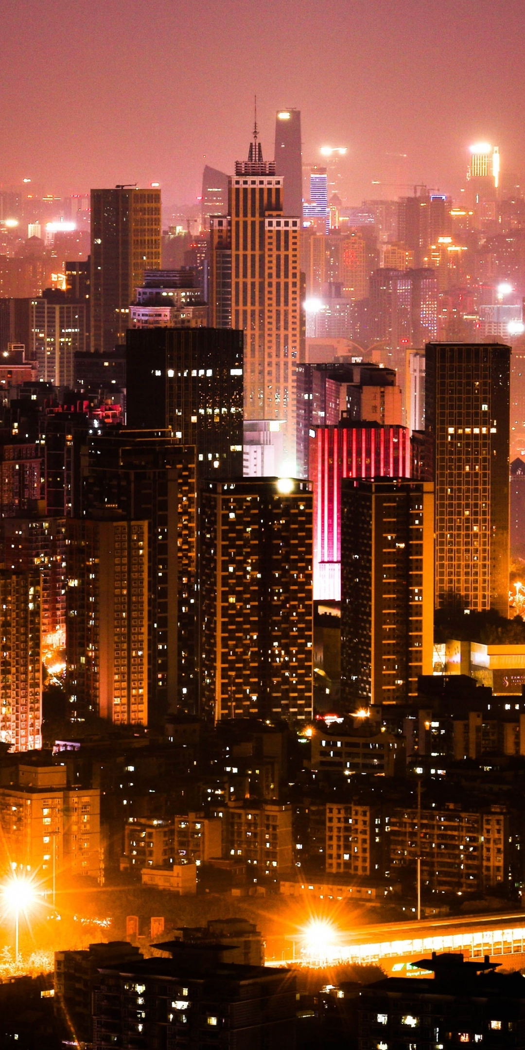 Cityscape, China, night, 1080x2160 wallpaper