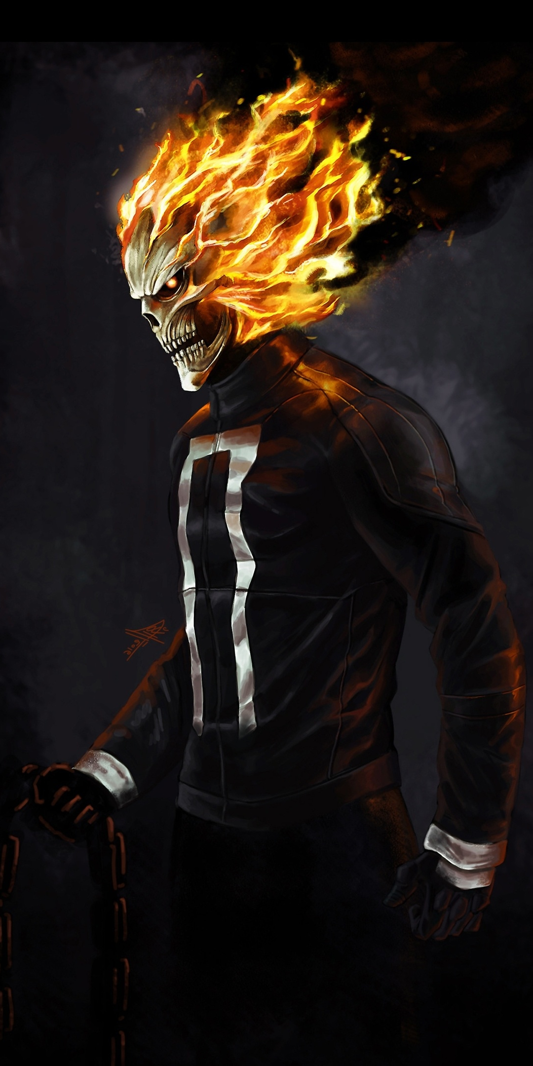 Ghost Rider, marvel superhero, art, 1080x2160 wallpaper