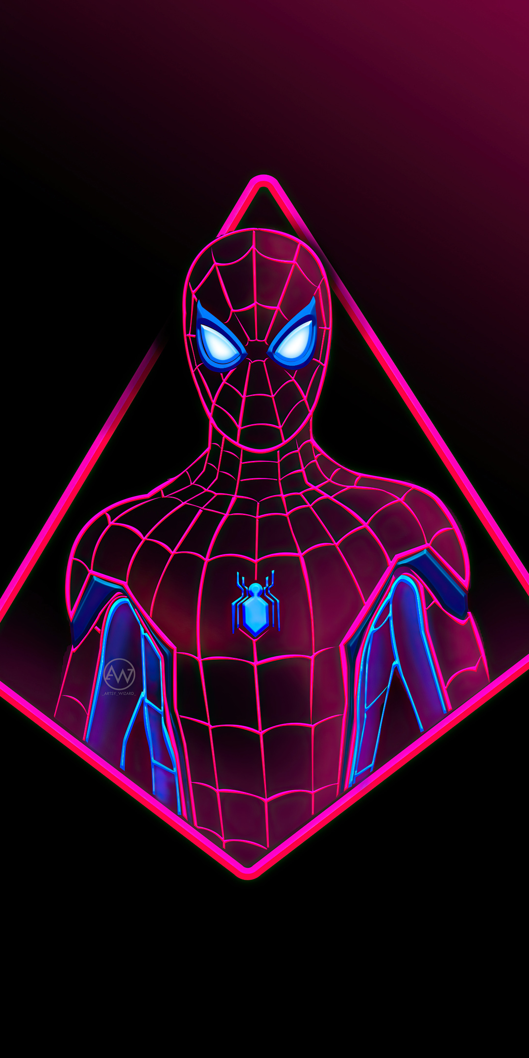 Neon art, spider-man, art, 1080x2160 wallpaper