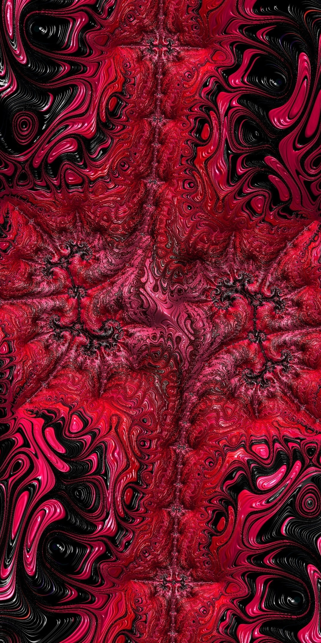 Fractal, glitch art, red and black, abstract, 1080x2160 wallpaper