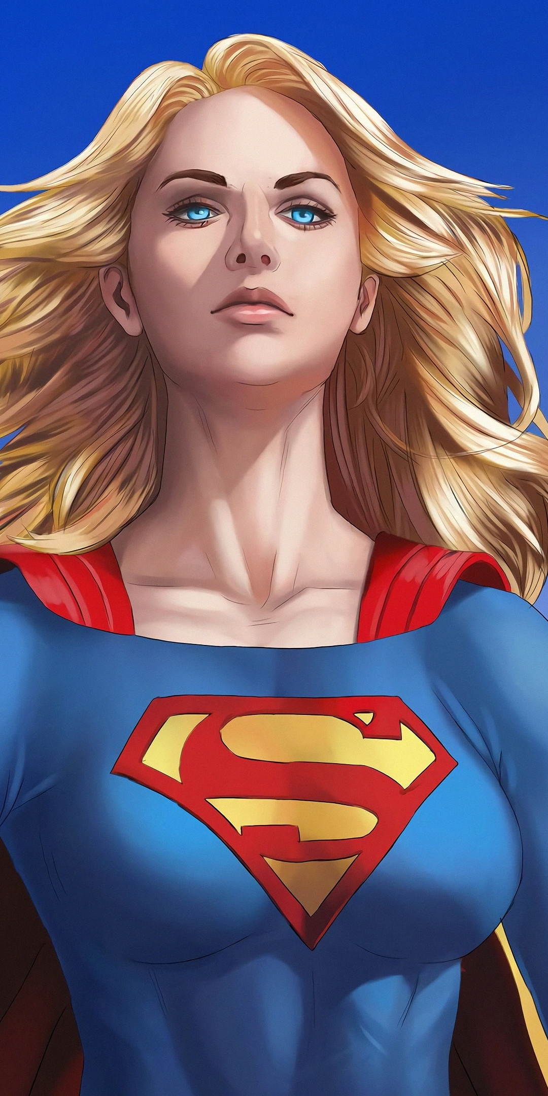 Beautiful and blonde, Supergirl, art, 1080x2160 wallpaper