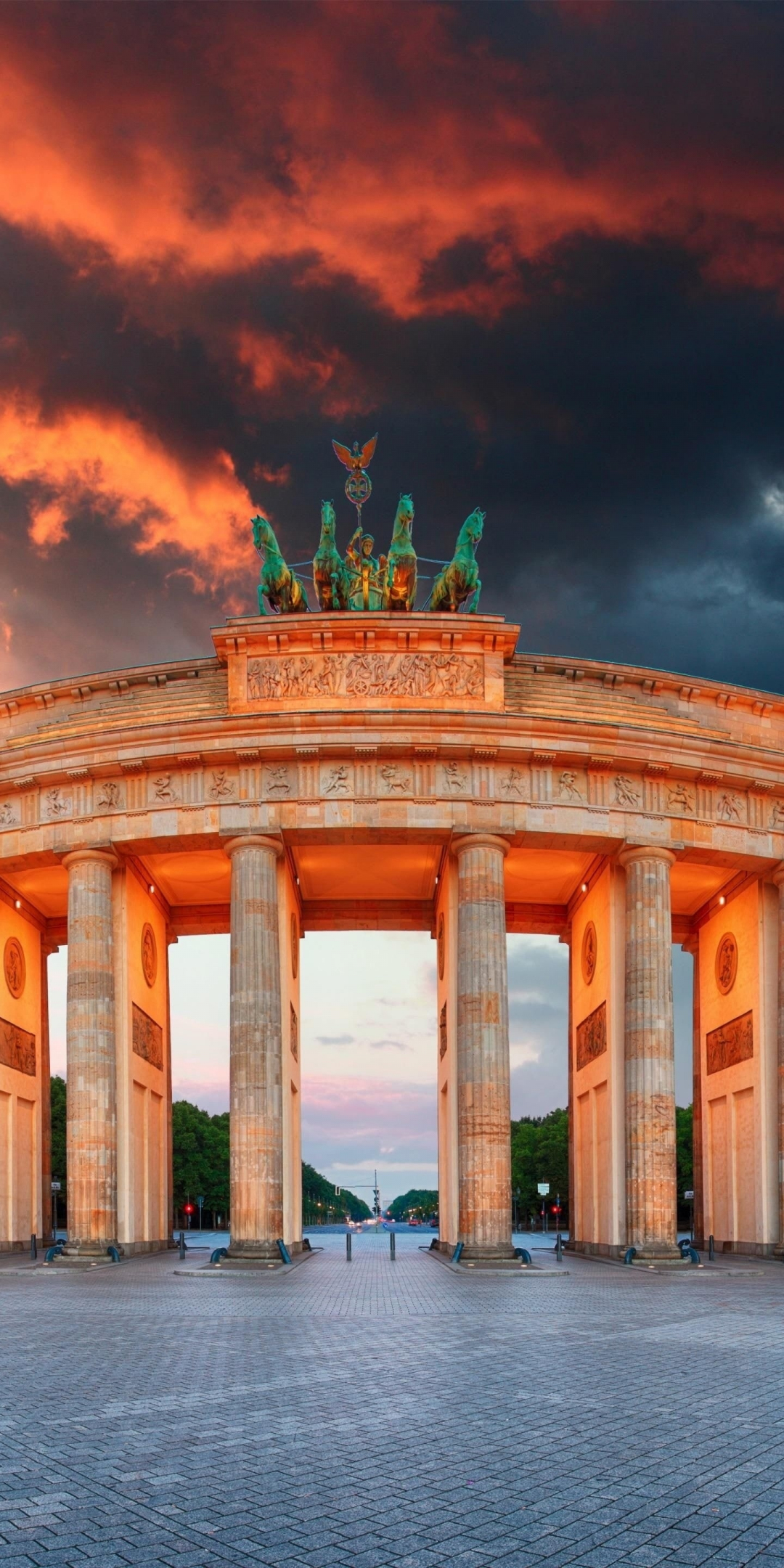Brandenburg Gate, Ancient architecture of Berlin, city, 1080x2160 wallpaper