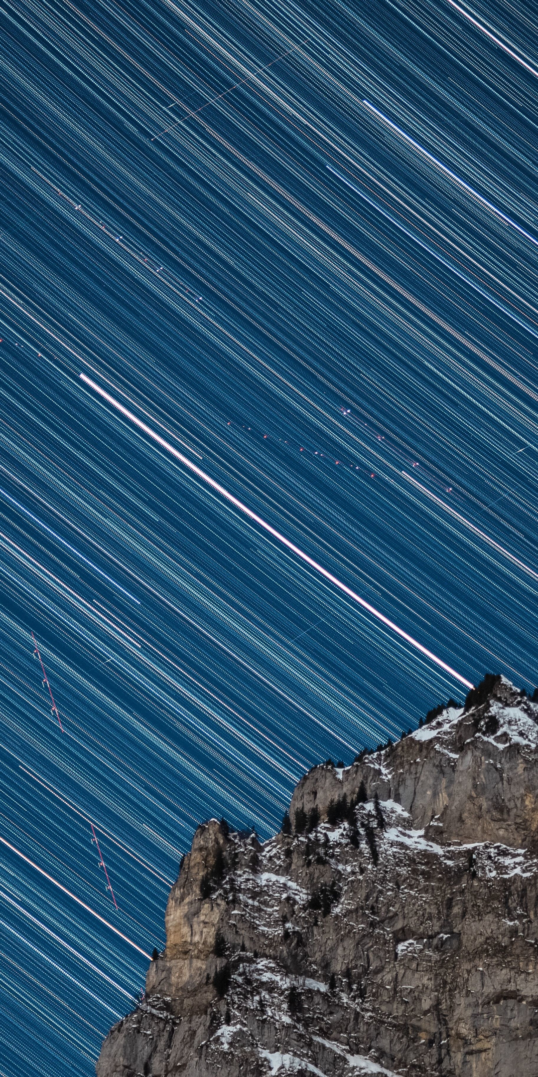 Star trail, nature, night, swiss alps, 1080x2160 wallpaper