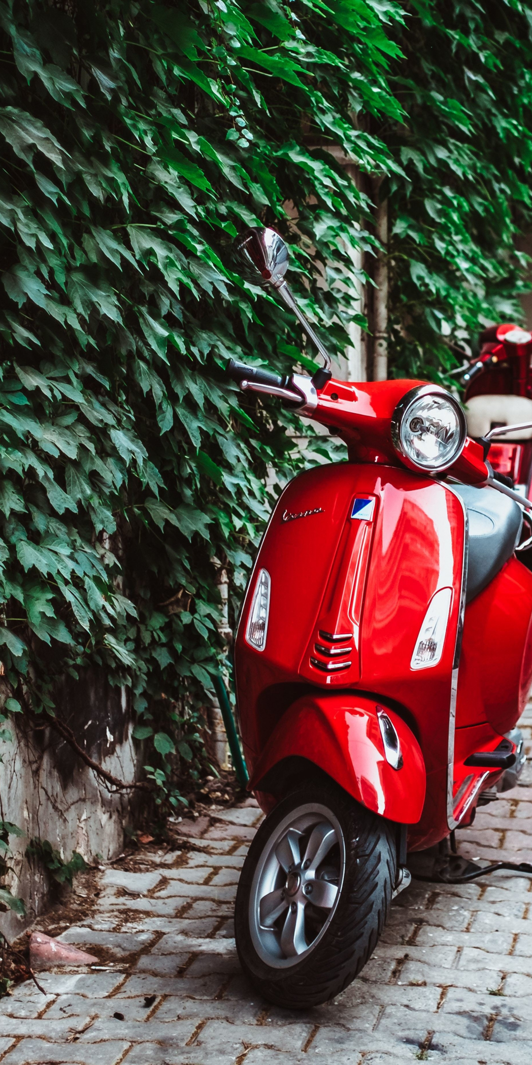 Red Vespa, scooter, 1080x2160 wallpaper