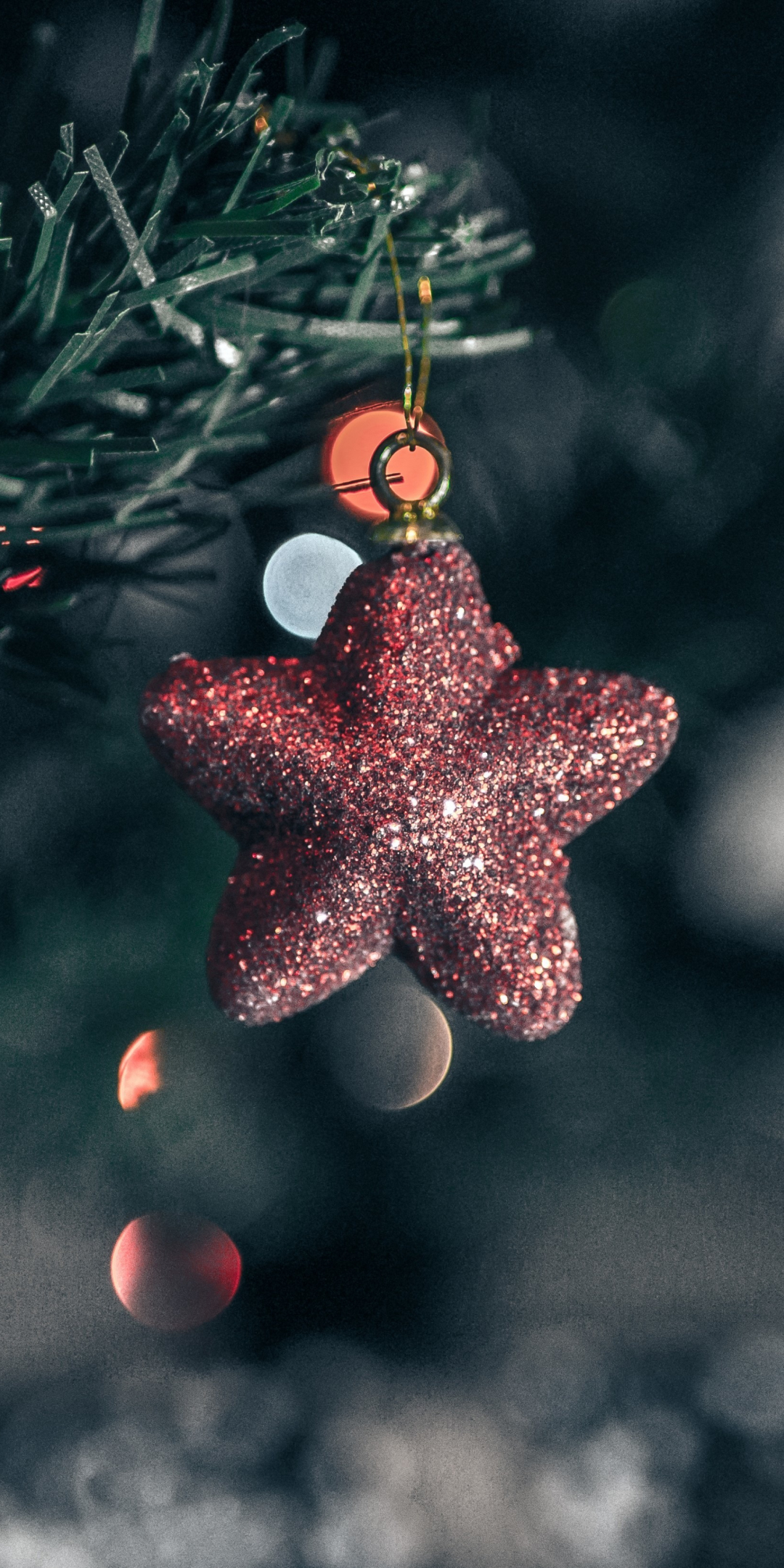 Stars, Christmas, tree, bokeh, blur, decorations, 2017, 1080x2160 wallpaper
