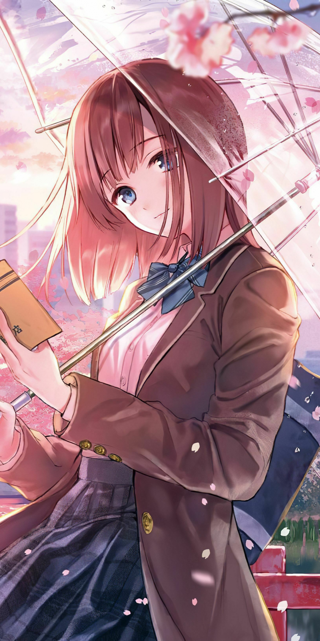 Fun in blossom, anime girl, 1080x2160 wallpaper