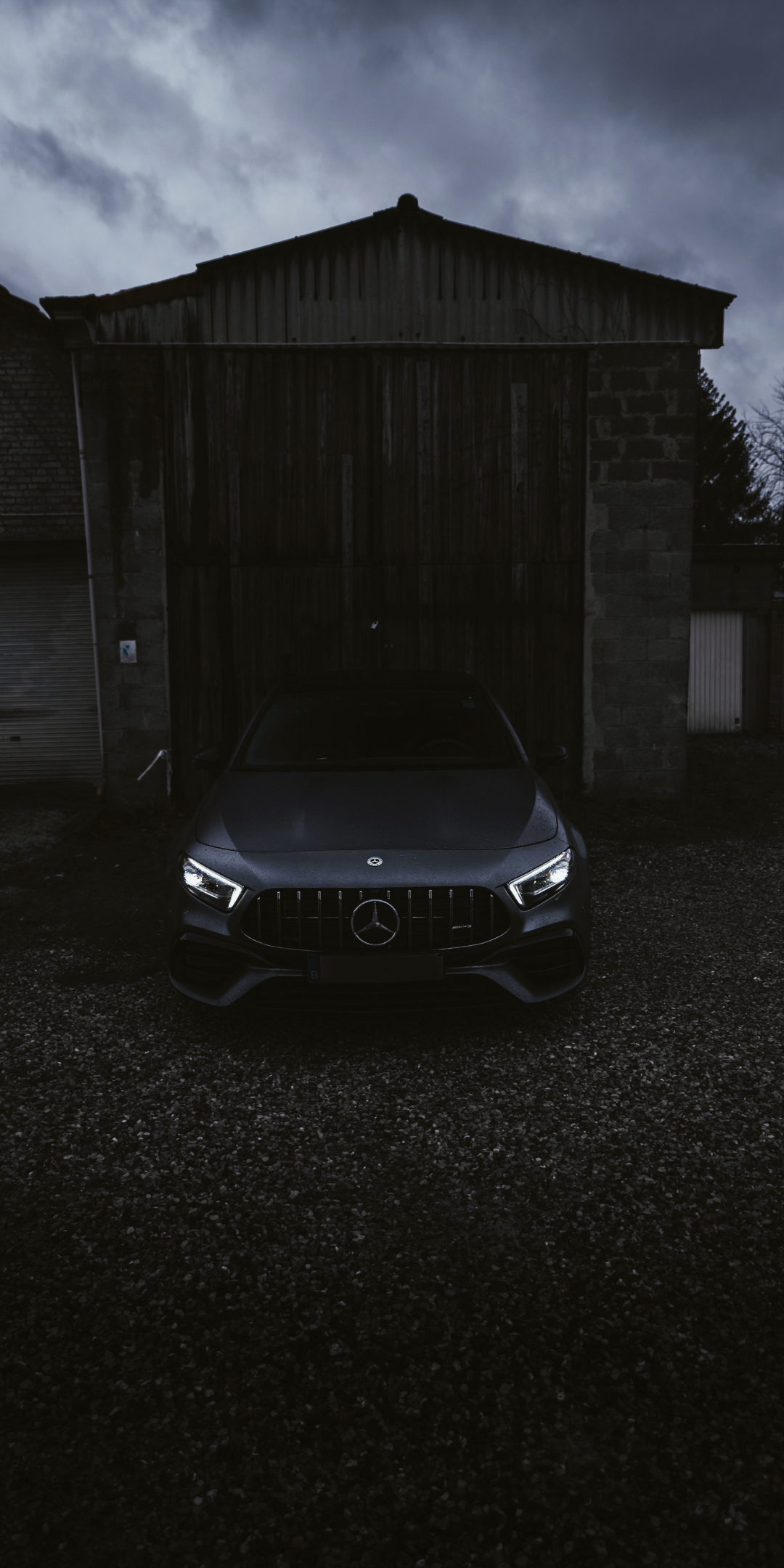 Black car, Mercedes-Benz, 1080x2160 wallpaper