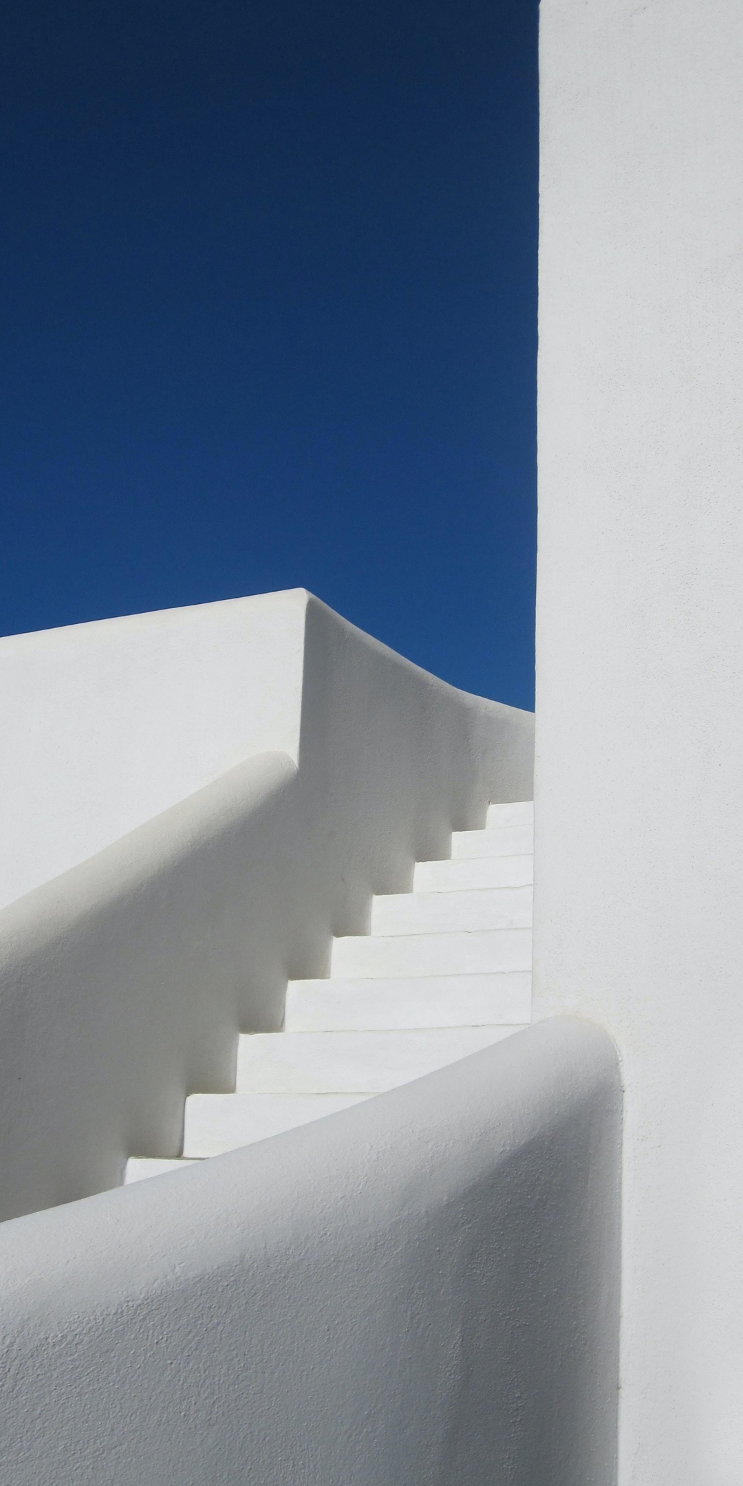 White stairs, clean white apartment, 1080x2160 wallpaper