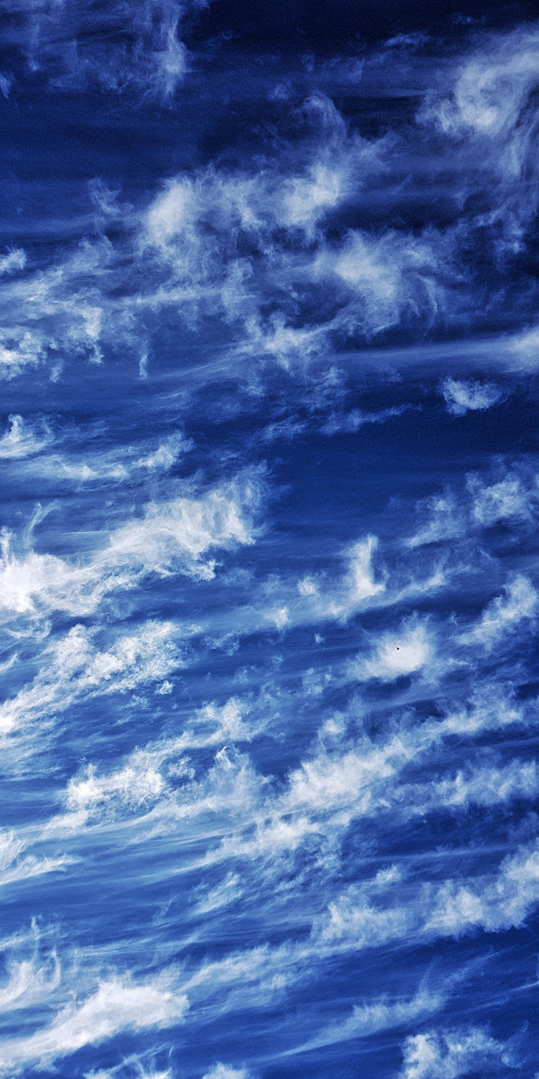 Blue sky, sunny day, white clouds, 1080x2160 wallpaper
