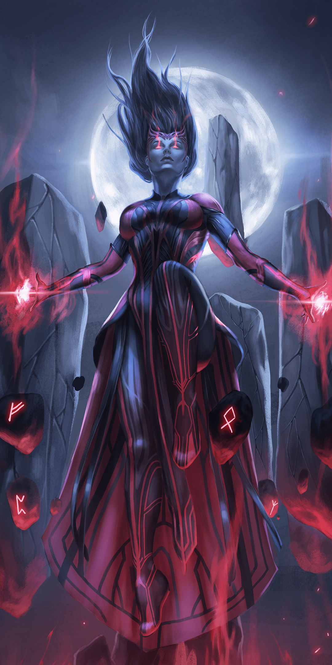 The Scarlet Witch, doing magic, fantasy, 1080x2160 wallpaper