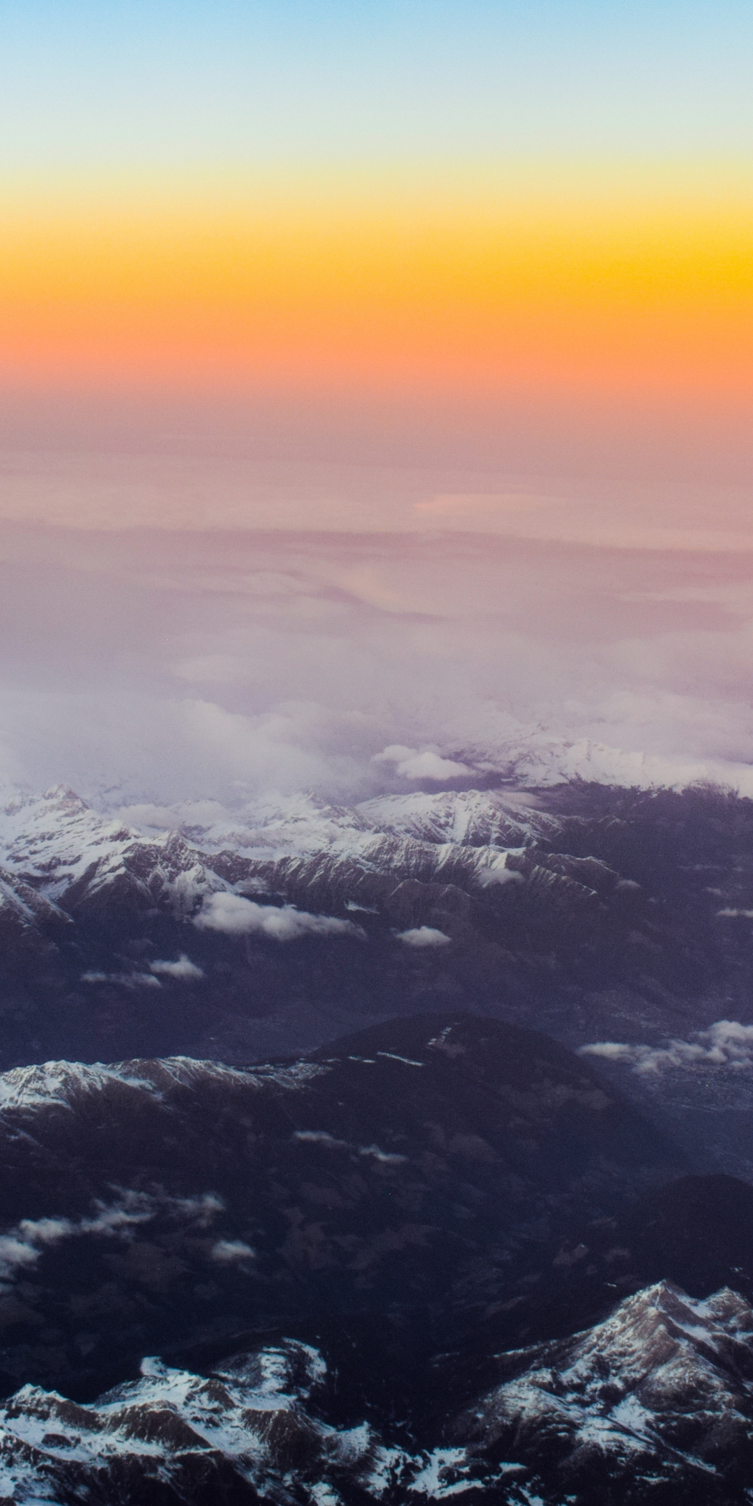 Mountains, sunset, summits, horizon, 1080x2160 wallpaper