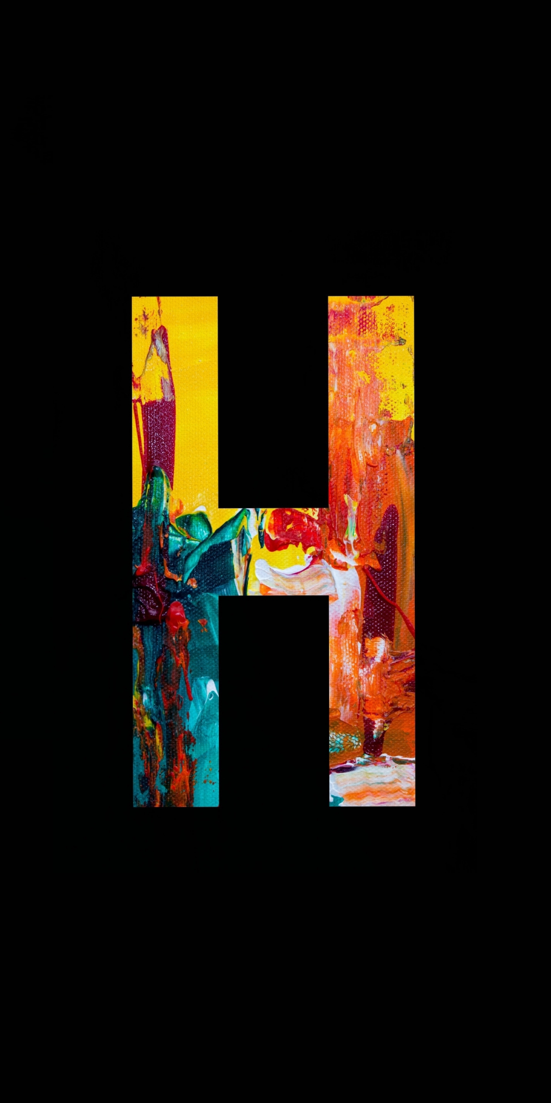 H alphabet, colorful, dark art, 1080x2160 wallpaper