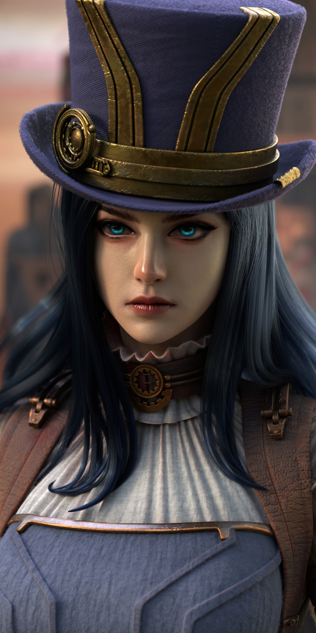 Beautiful Caitlyn in hat, LOL, online game's beautiful character, 1080x2160 wallpaper