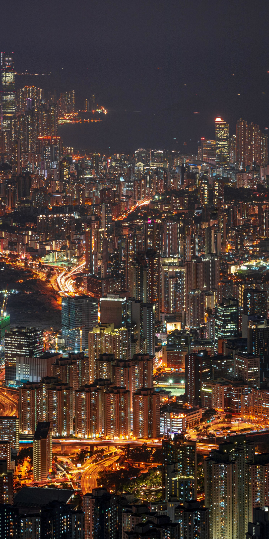 Night of city, glow, buildings, 1080x2160 wallpaper