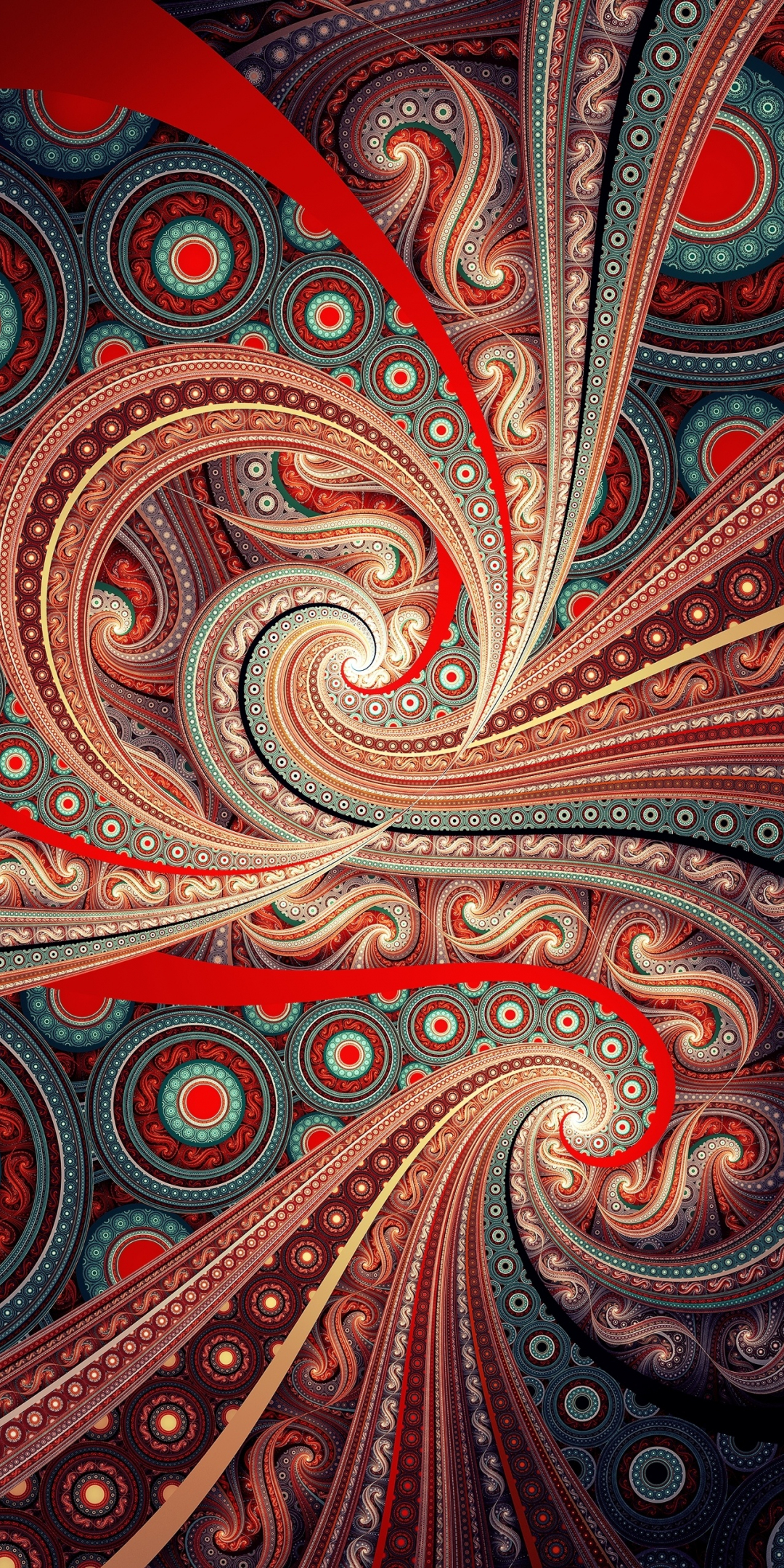 Fractal, wavy pattern, abstract, 1080x2160 wallpaper