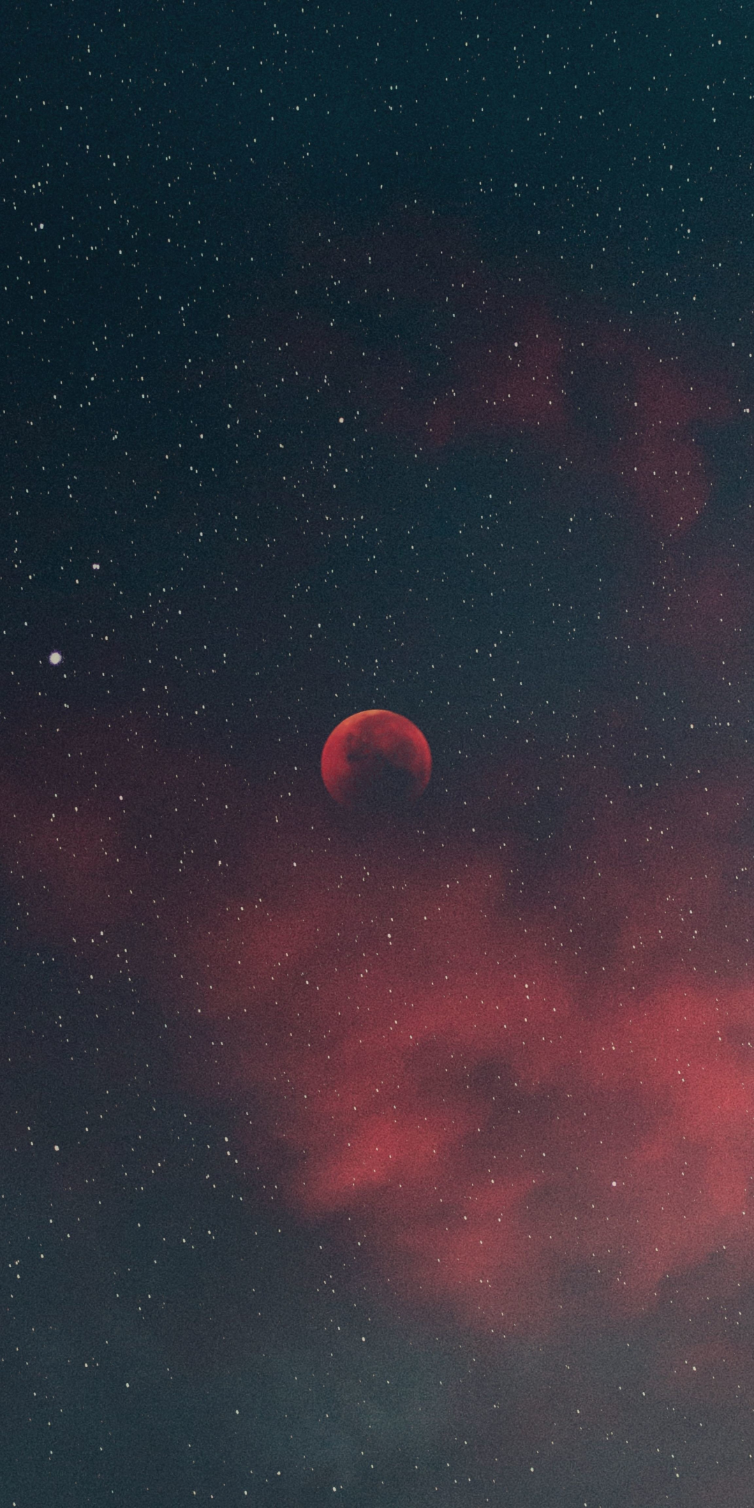 Silhouette, blood moon, minimal, starry sky, 1080x2160 wallpaper