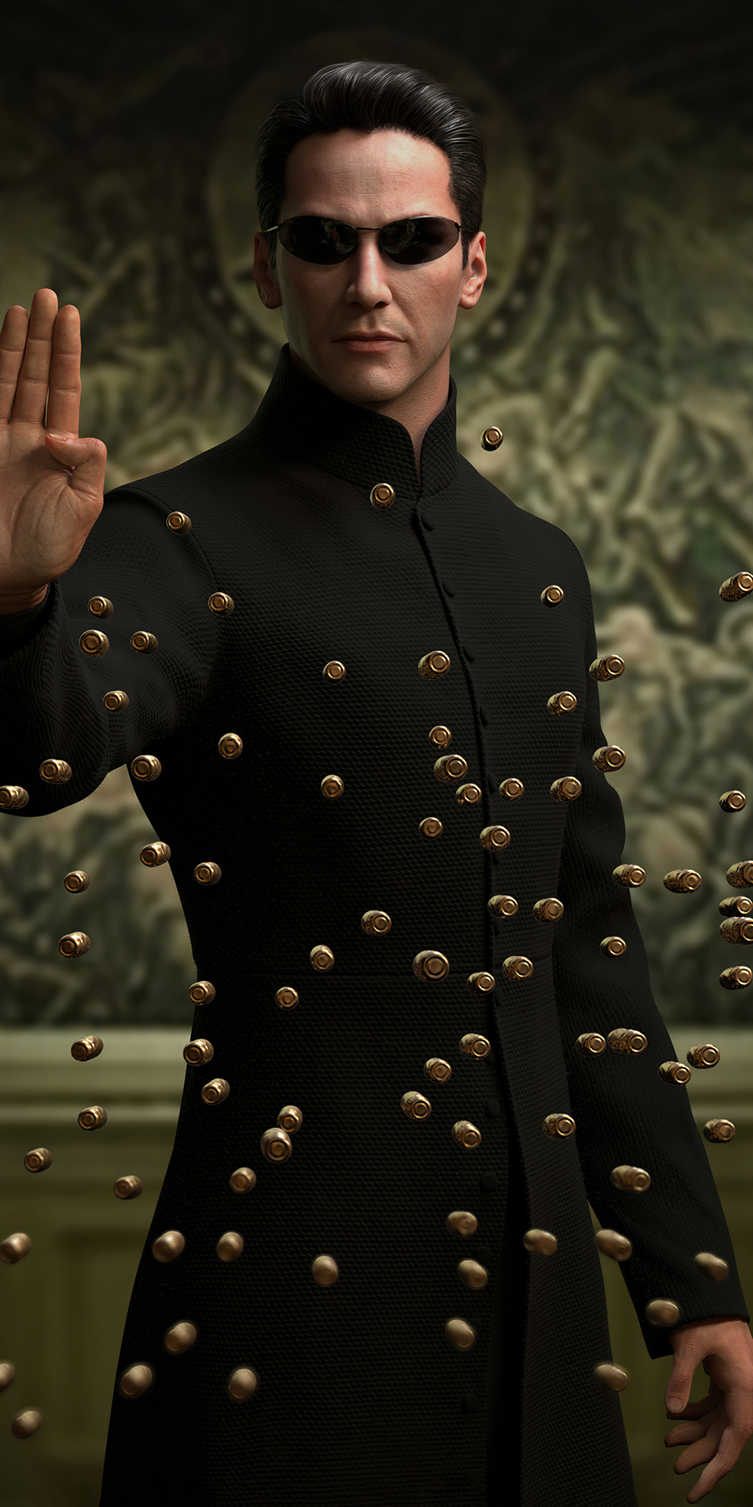 Neo, Keanu Reeves, The Matrix, bullets, 1080x2160 wallpaper