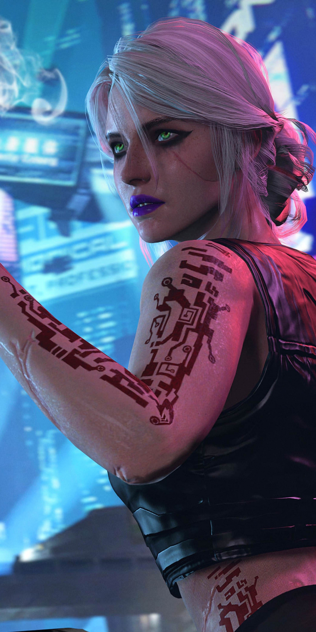 Ciri, The witcher, cyberpunk 2077, artwork, 1080x2160 wallpaper