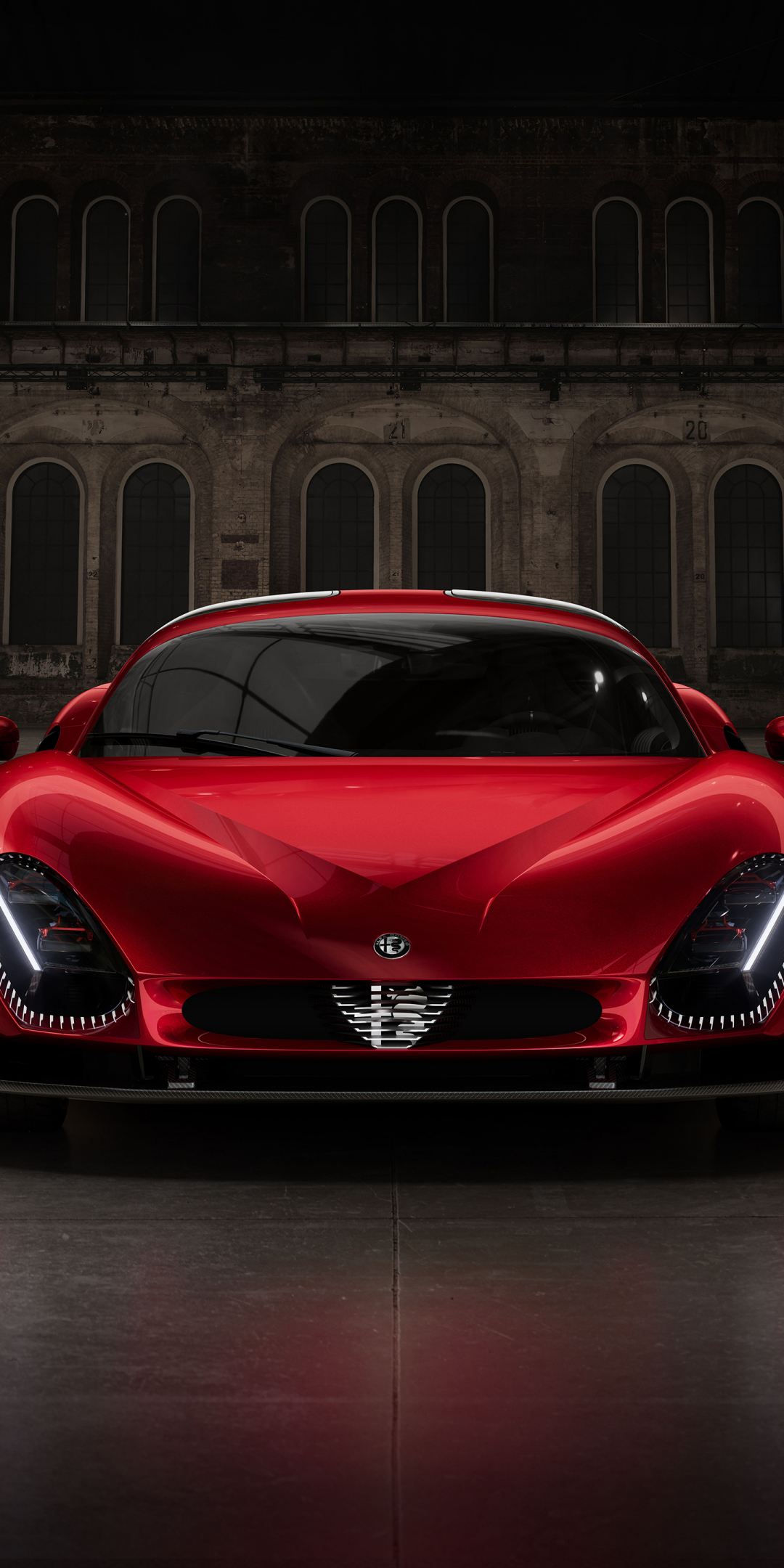 Alfa Romeo 33 Stradale, red car, 1080x2160 wallpaper
