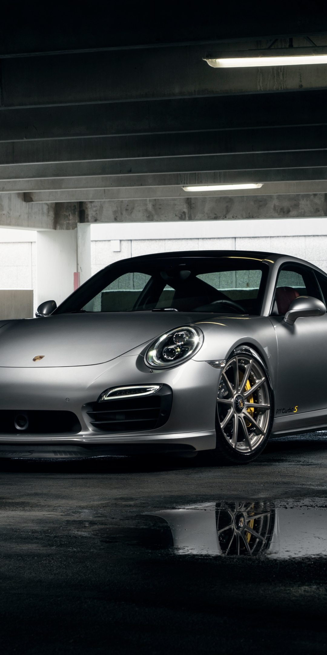 Porsche 911 Turbo, gray, sports car, 1080x2160 wallpaper