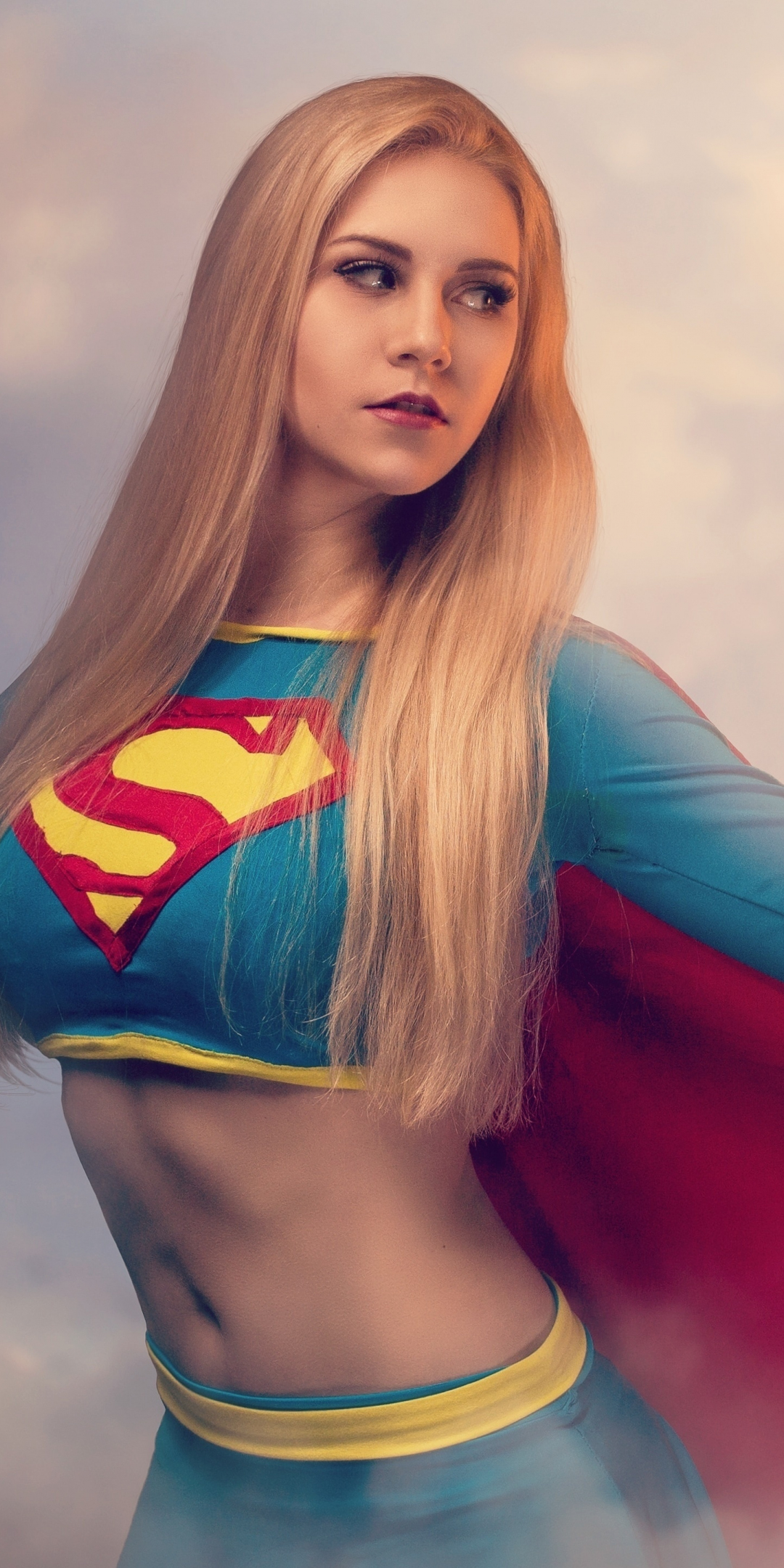 Supergirl, cosplay, girl model, blonde, long hair, 1080x2160 wallpaper