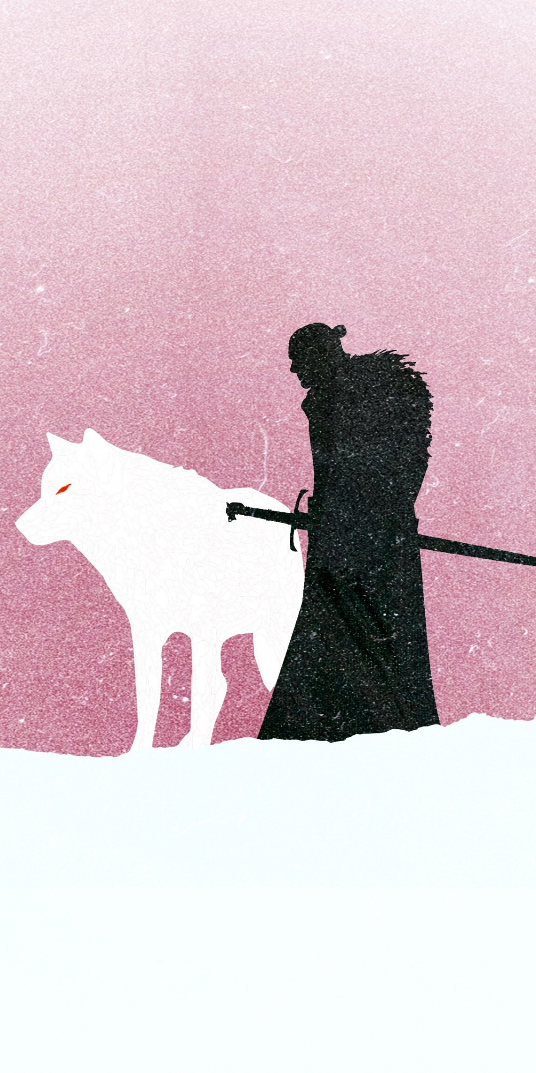 Jon snow, wolf, game of thrones, tv series, minimal, 1080x2160 wallpaper