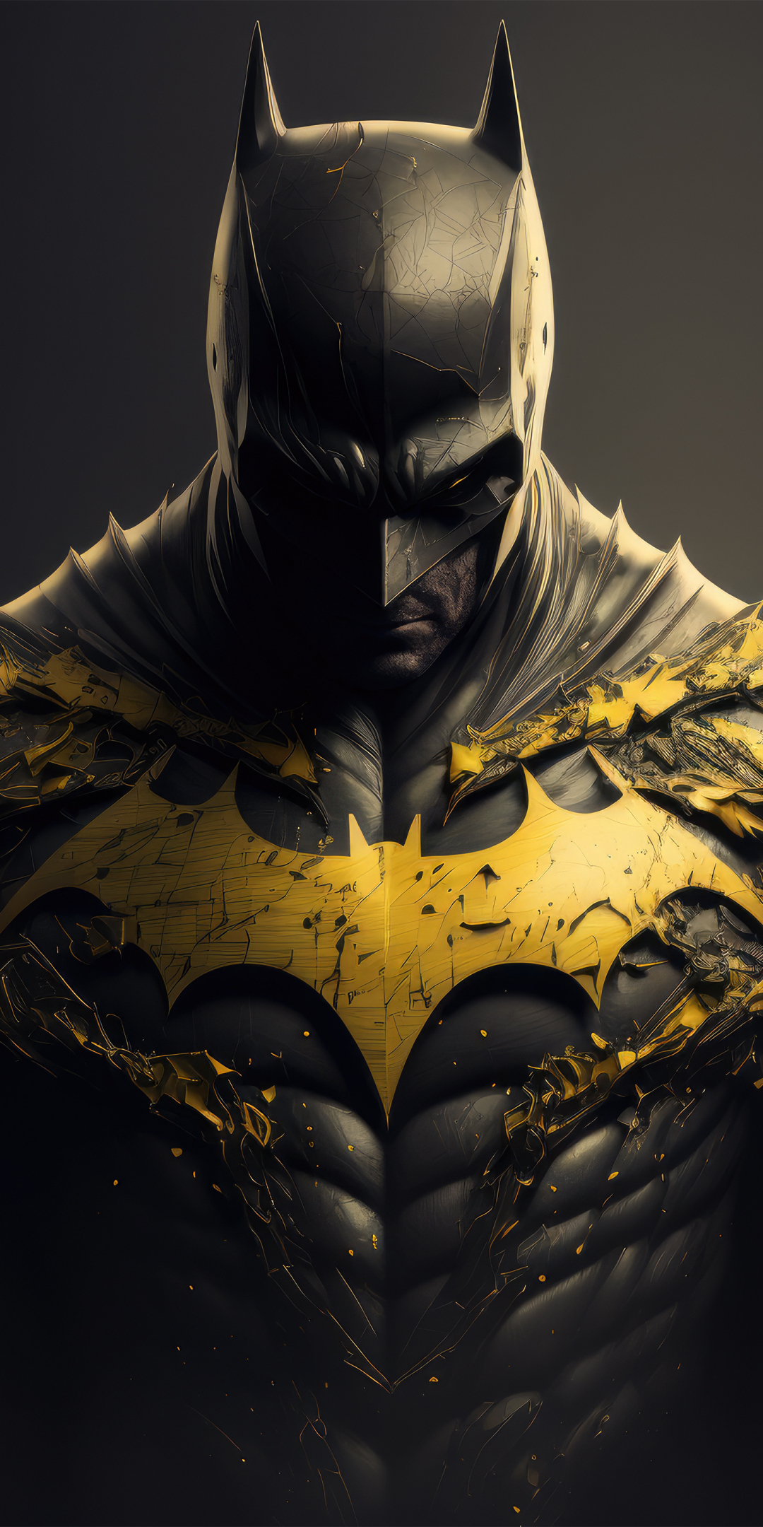 Batman, the golden suit, fan art, 1080x2160 wallpaper