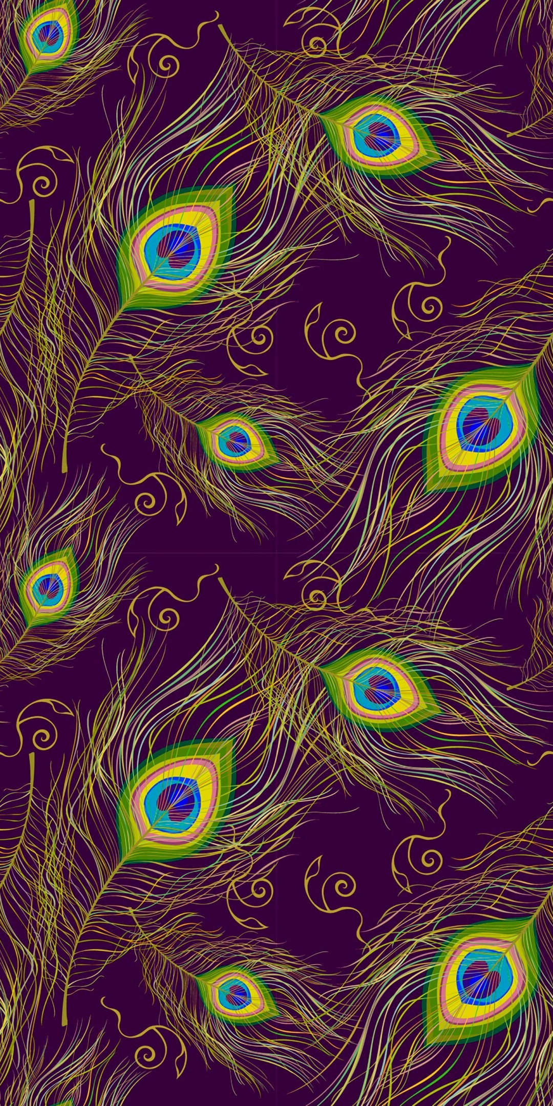 Feathers, peacock, patterns, 1080x2160 wallpaper
