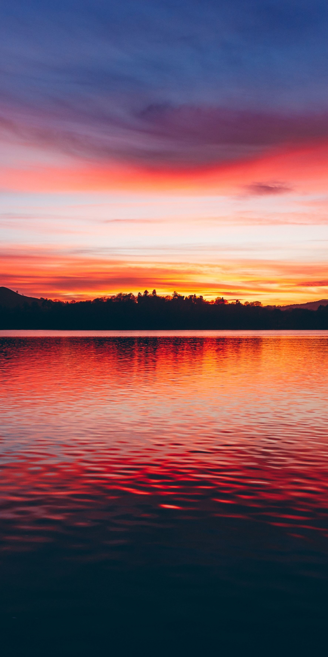 Lake, sunset, horizon, beautiful, 1080x2160 wallpaper