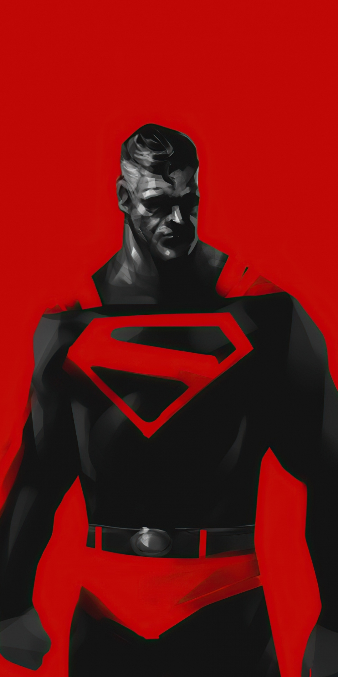 Red superman, fan art, minimal, 1080x2160 wallpaper