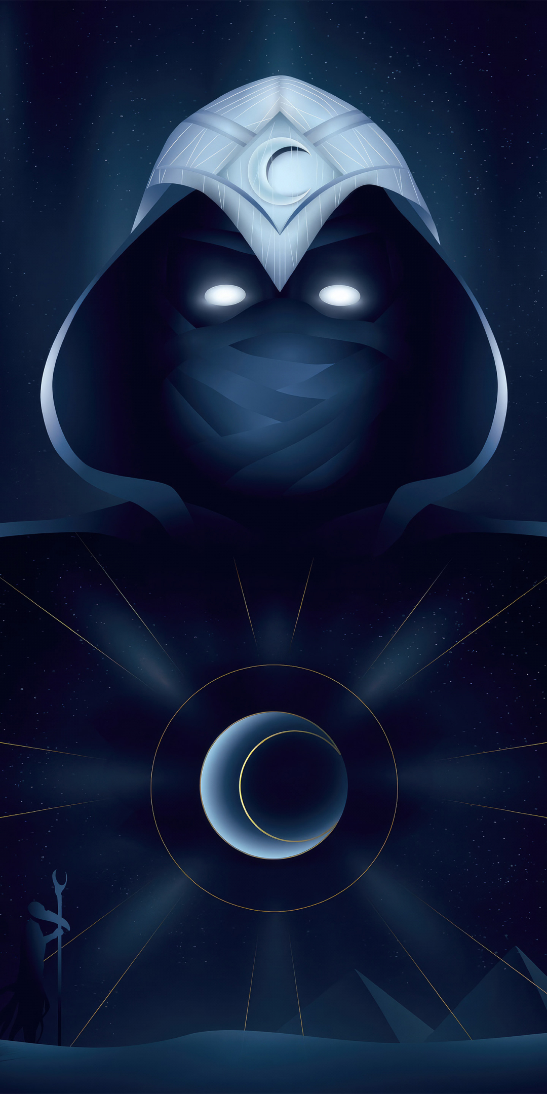 The Moon Knight, god avatar, minimal art, 1080x2160 wallpaper