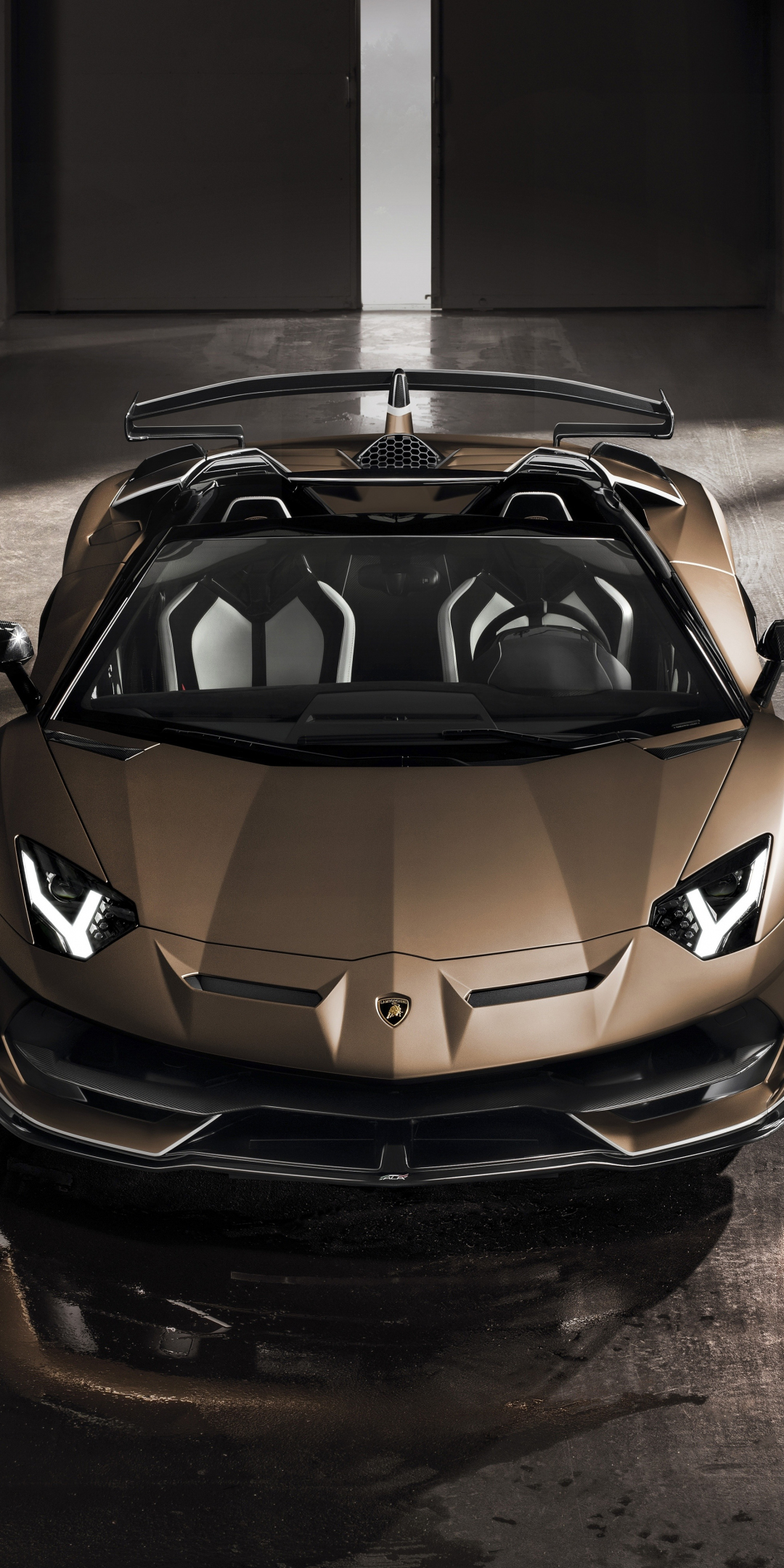 Lamborghini Aventador SVJ roadster, golden, 1080x2160 wallpaper