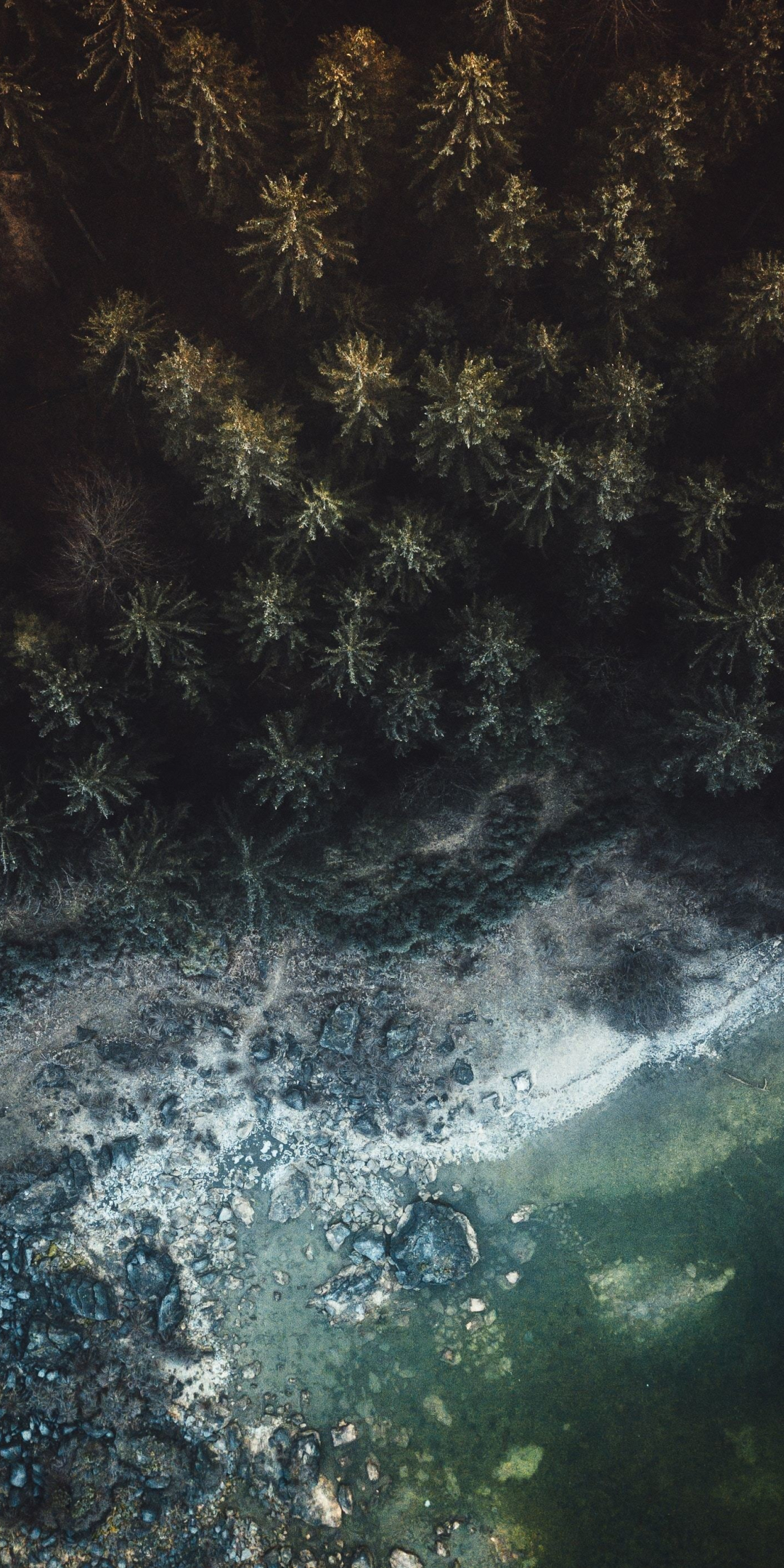 Winter, aerial view, frozen lake, nature, 1080x2160 wallpaper