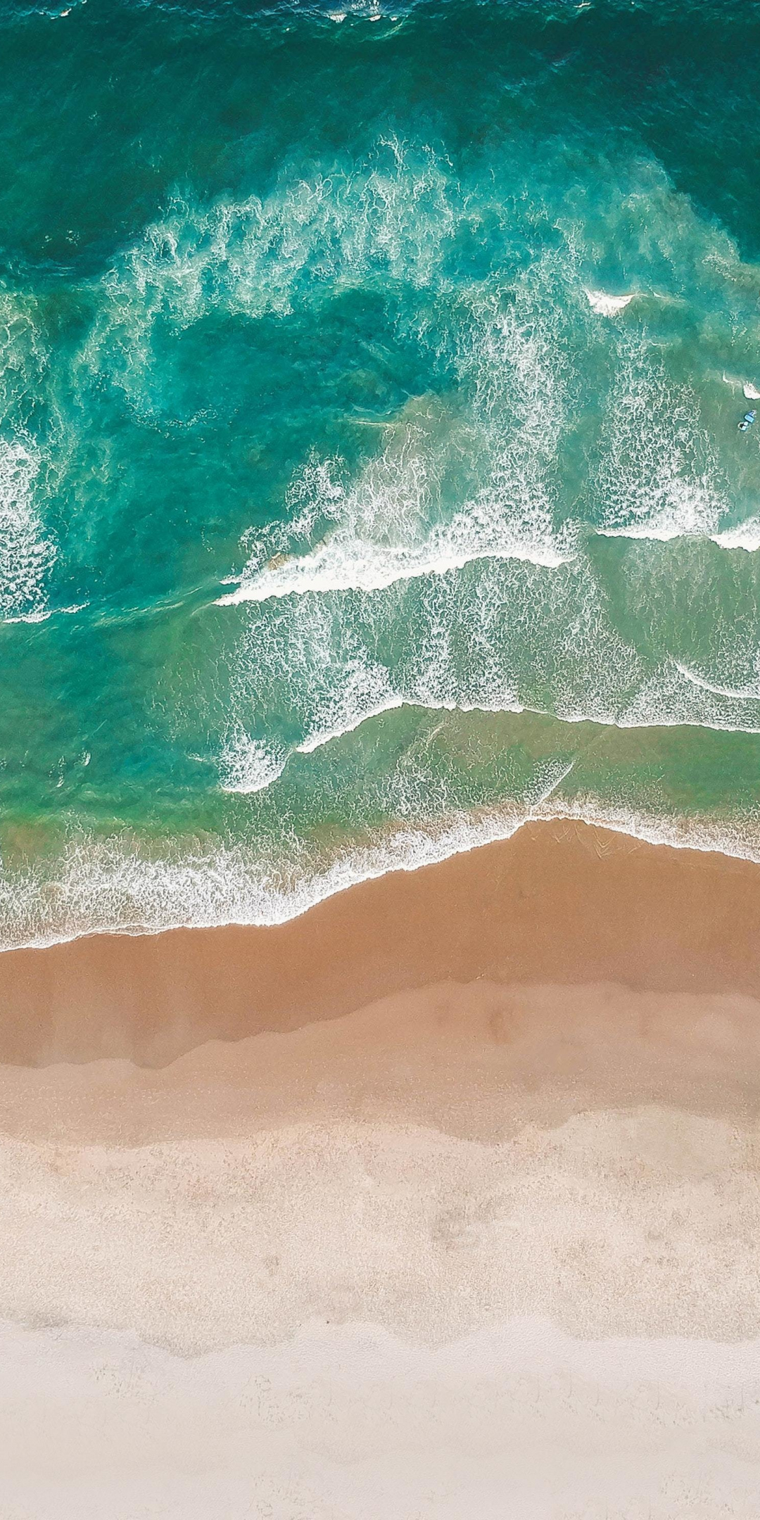 Download Wallpaper 1080x2160 Green Waves Beach Aerial View Honor 7x