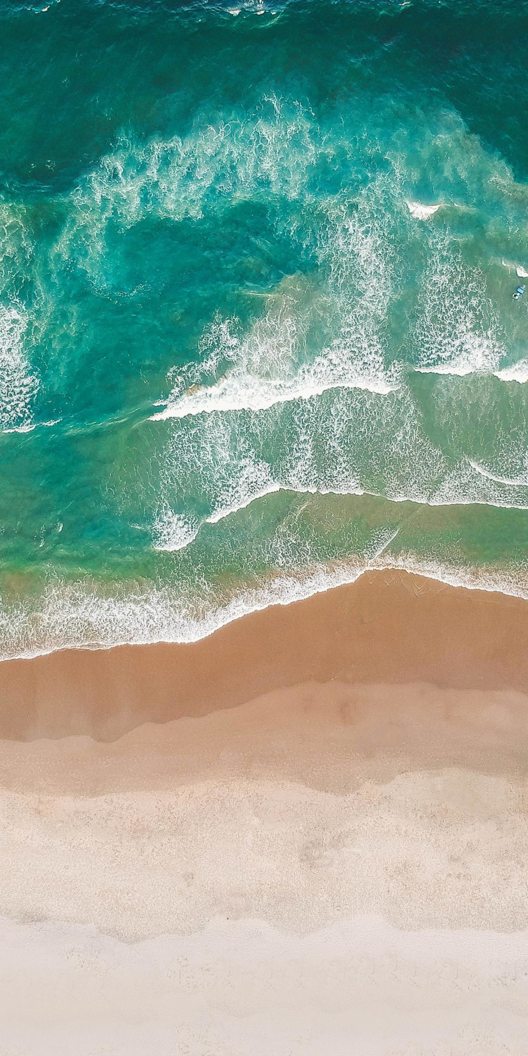 Download wallpaper 1080x2160 green waves, beach, aerial view, honor 7x ...