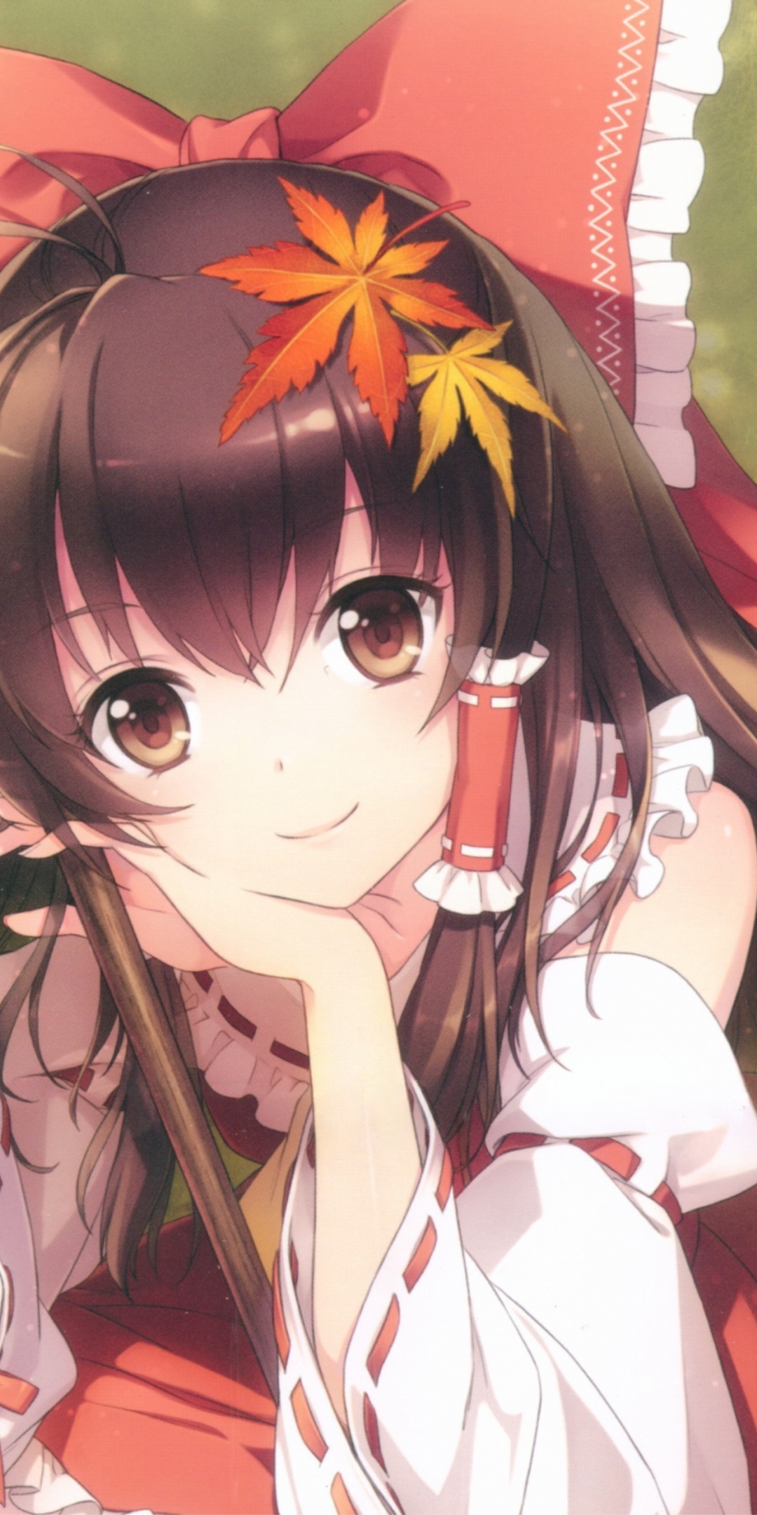 Touhou, Cute, stare, Reimu Hakurei, anime girl, 1080x2160 wallpaper