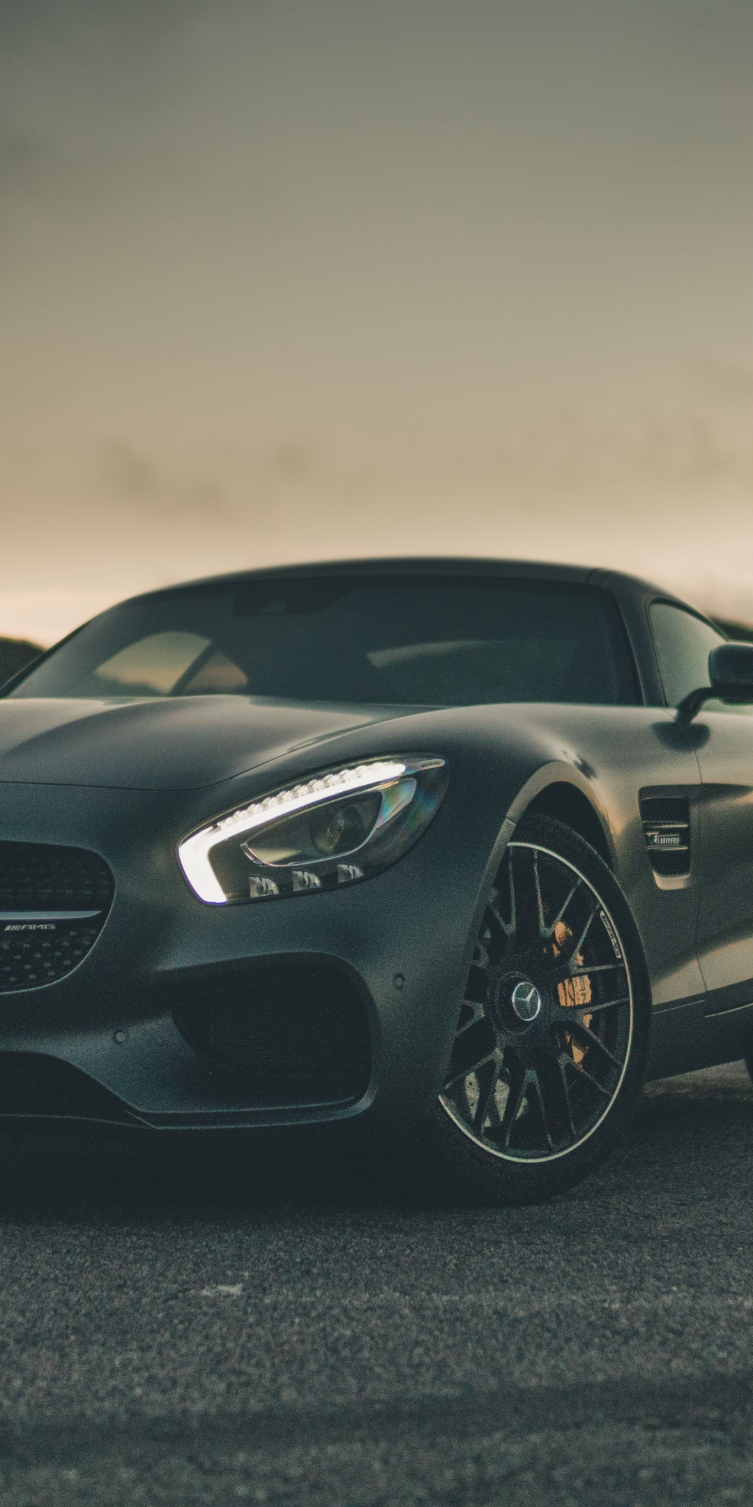 Black, Mercedes-AMG GT, sports car, 1080x2160 wallpaper