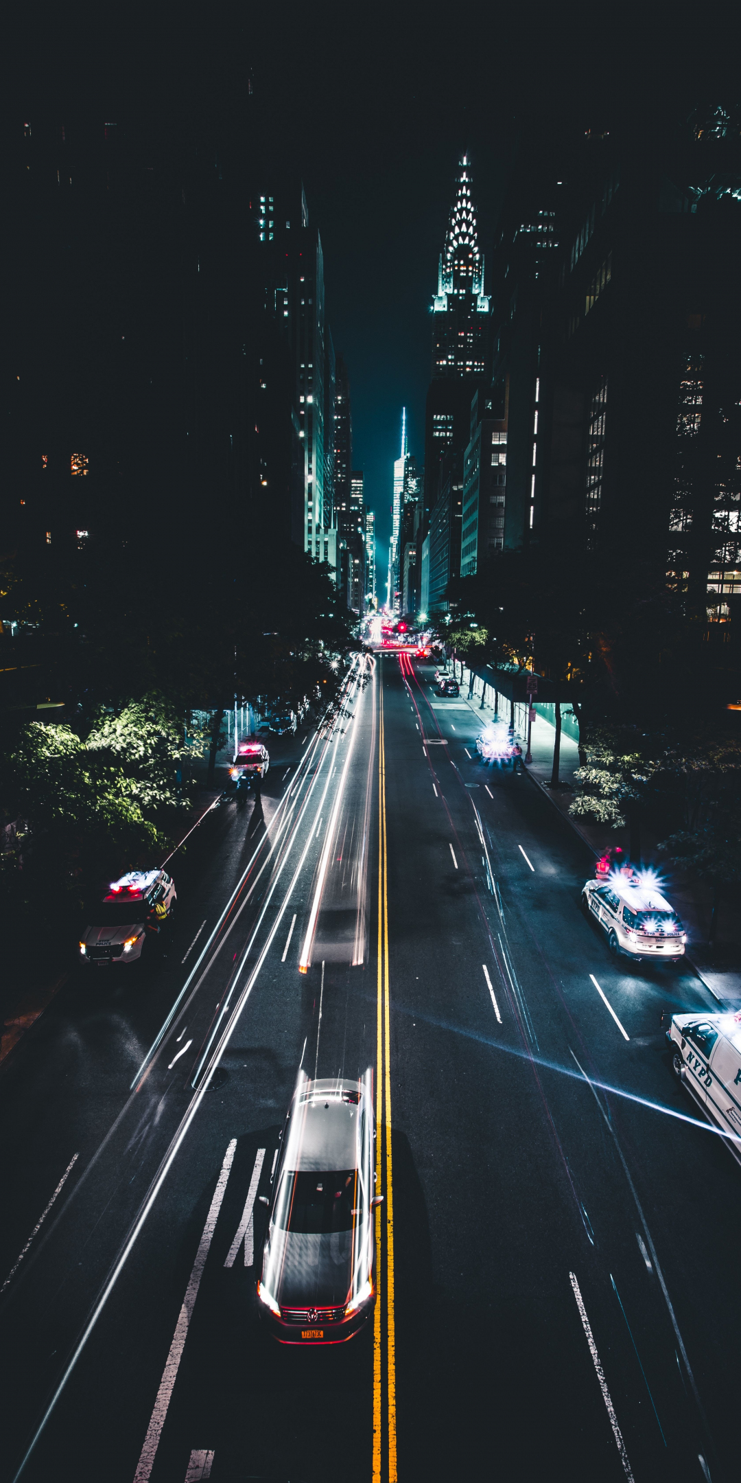 Night, city, road, traffic, buildings, 1080x2160 wallpaper