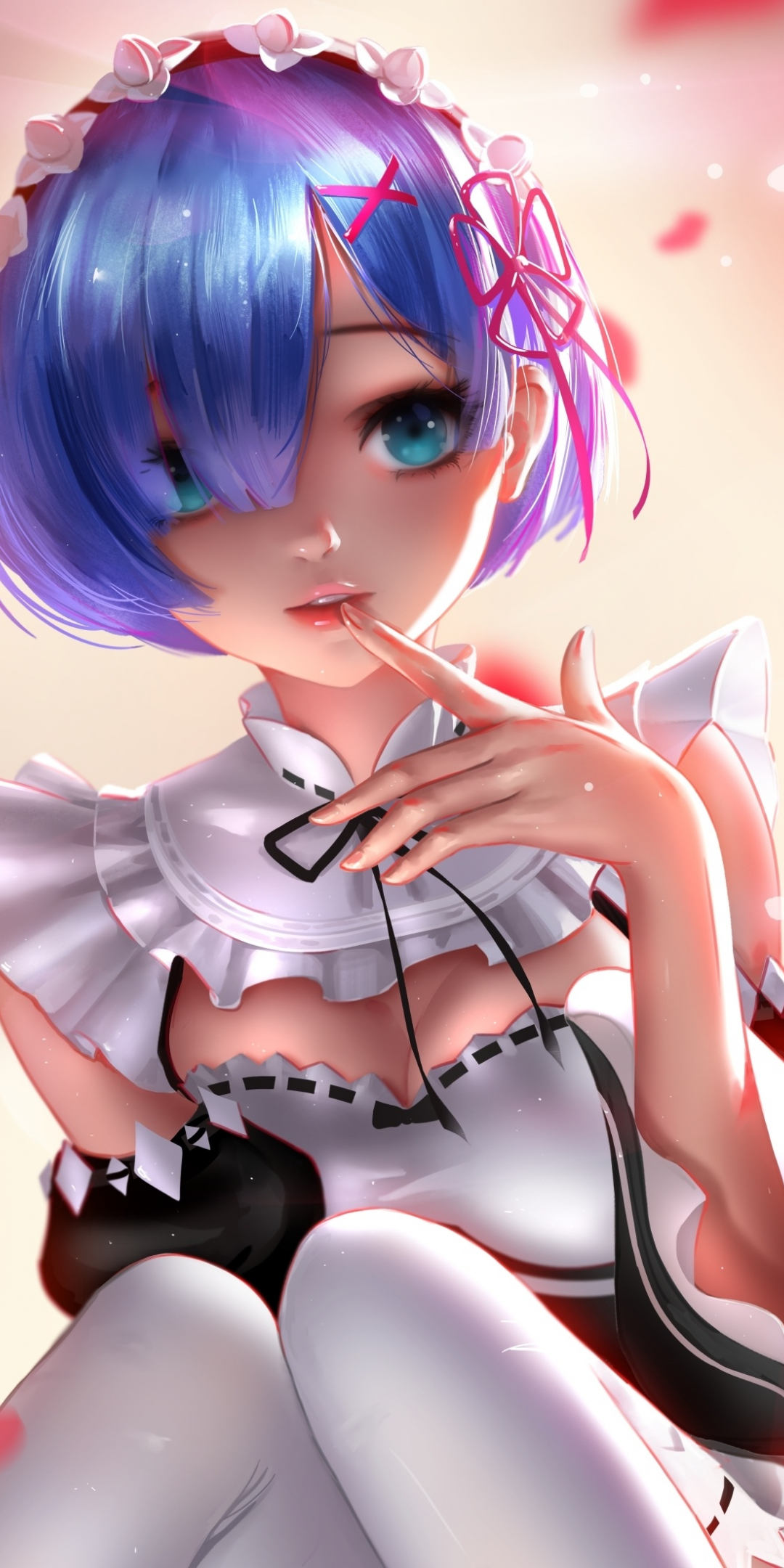 Hot, Rem, Re:Zero, anime girl, artwork, 1080x2160 wallpaper