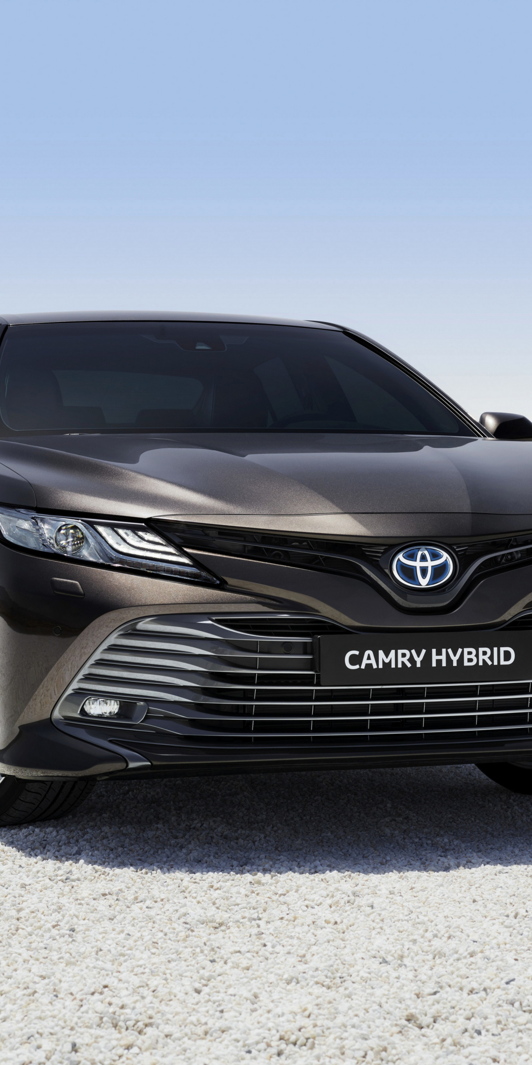 Black car, front, Toyota Camry, 1080x2160 wallpaper