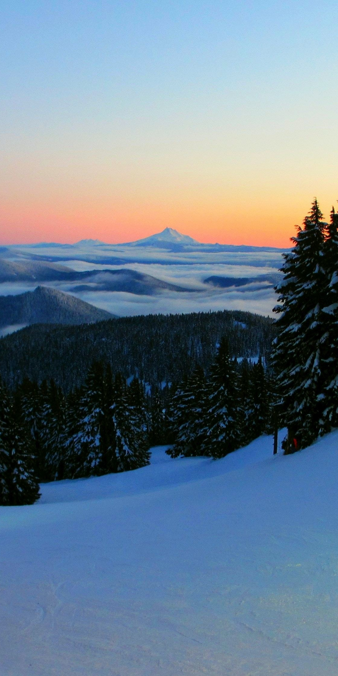 Mount Hood, winter, sunrise, landscape, 1080x2160 wallpaper