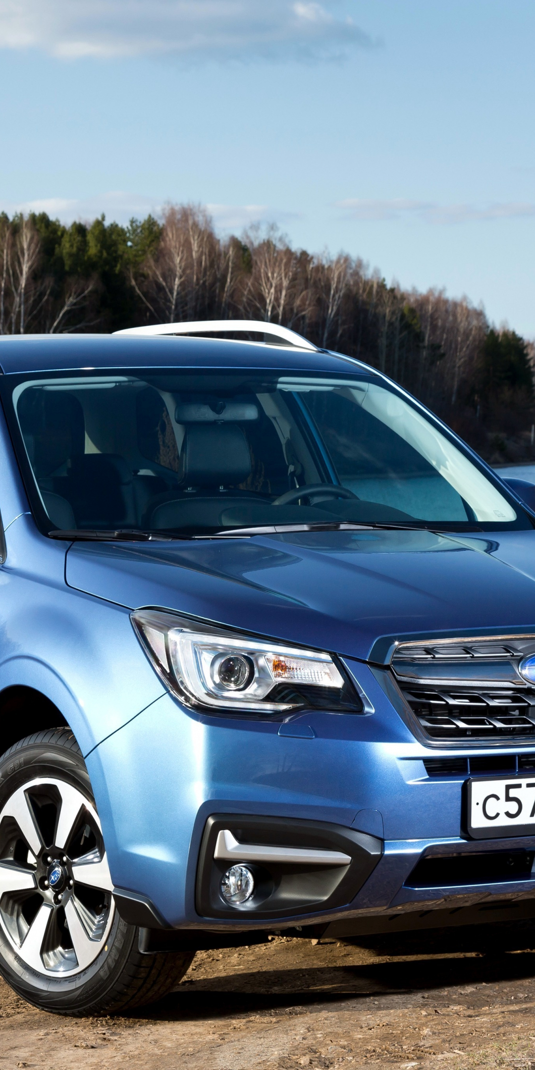 Front, blue compact SUV, Subaru Forester, 1080x2160 wallpaper