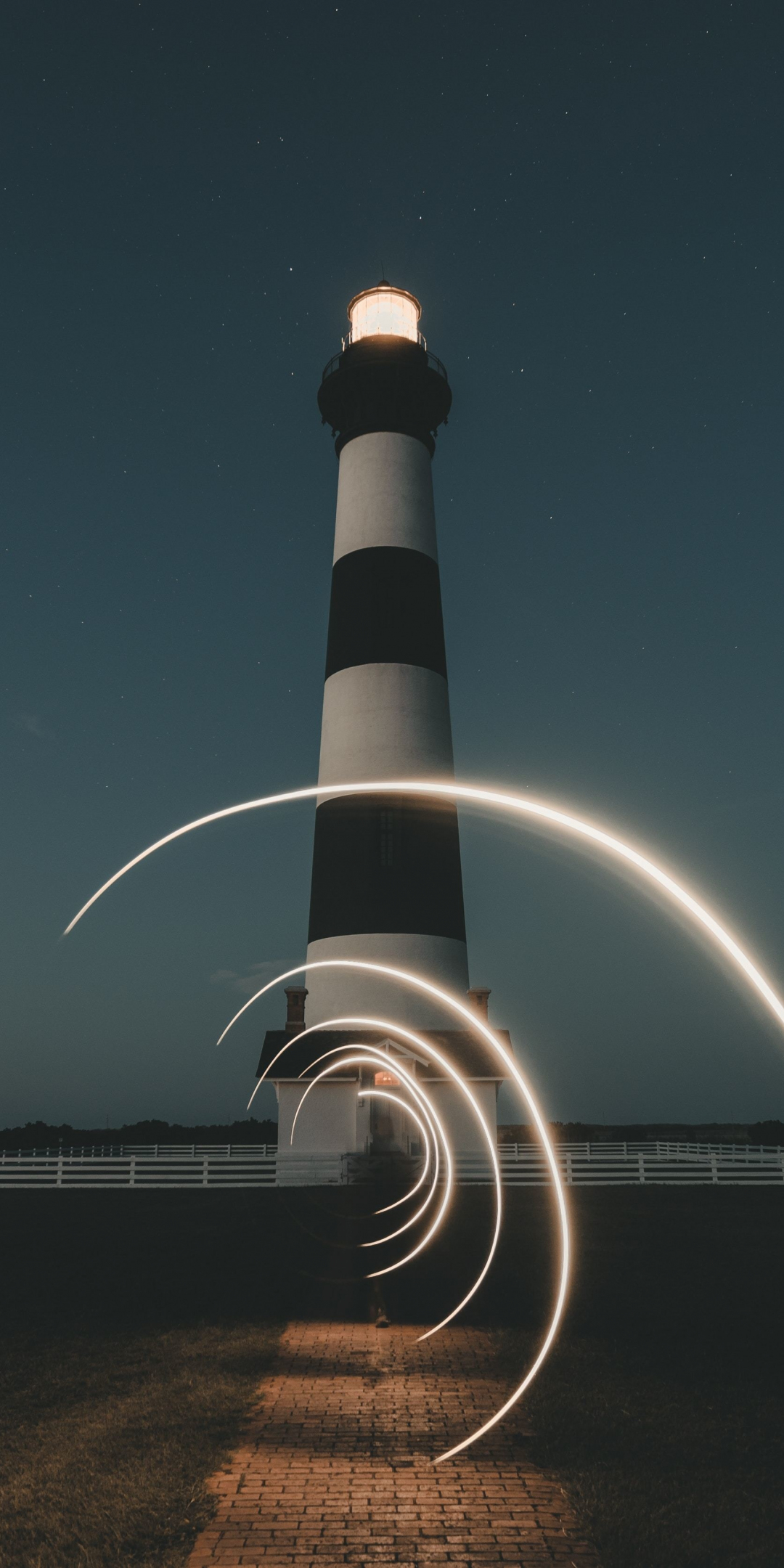Lighthouse, landscape, night, 1080x2160 wallpaper