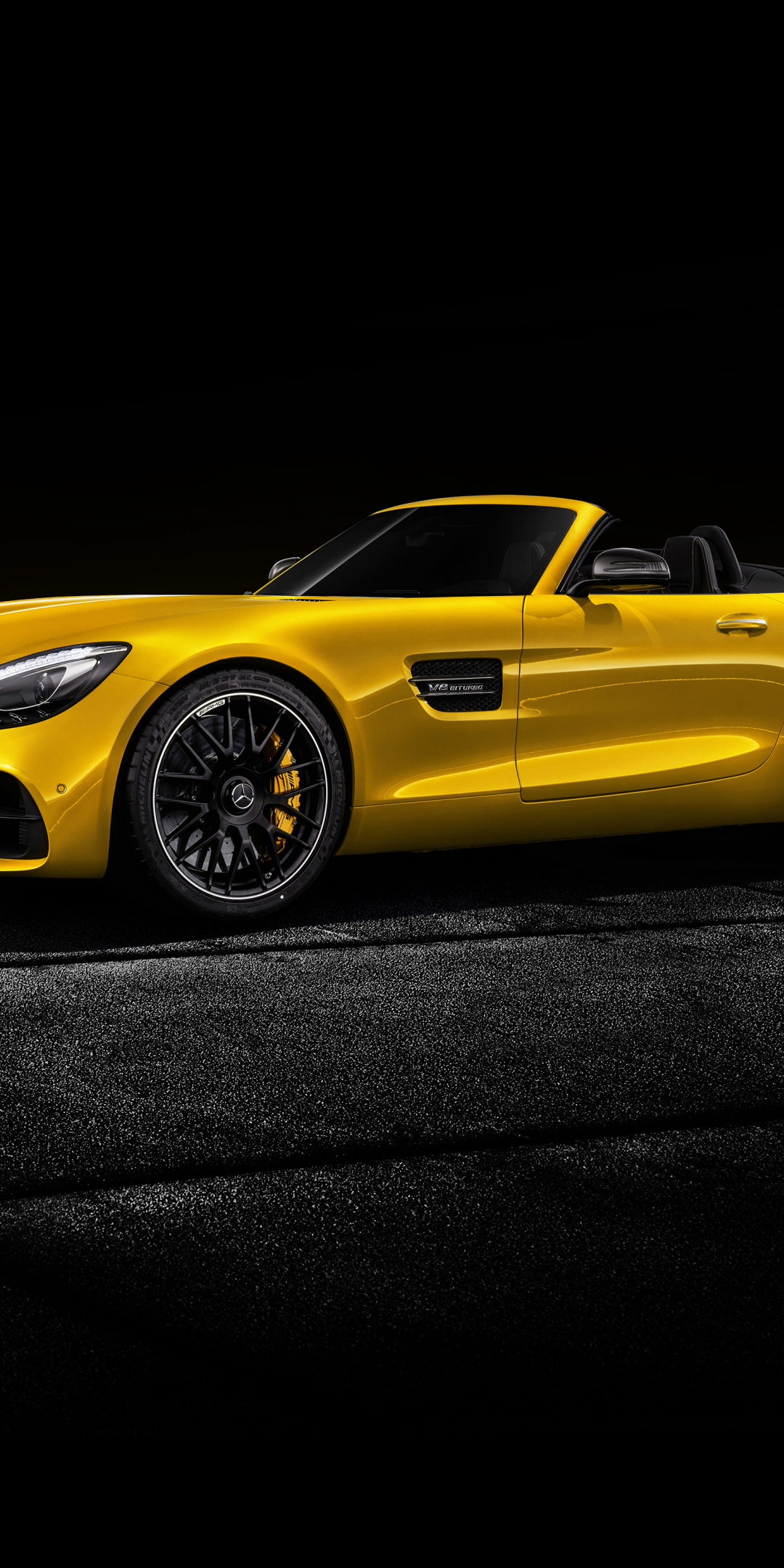 Mercedes-AMG GT S Roadster, side view, 2018, 1080x2160 wallpaper