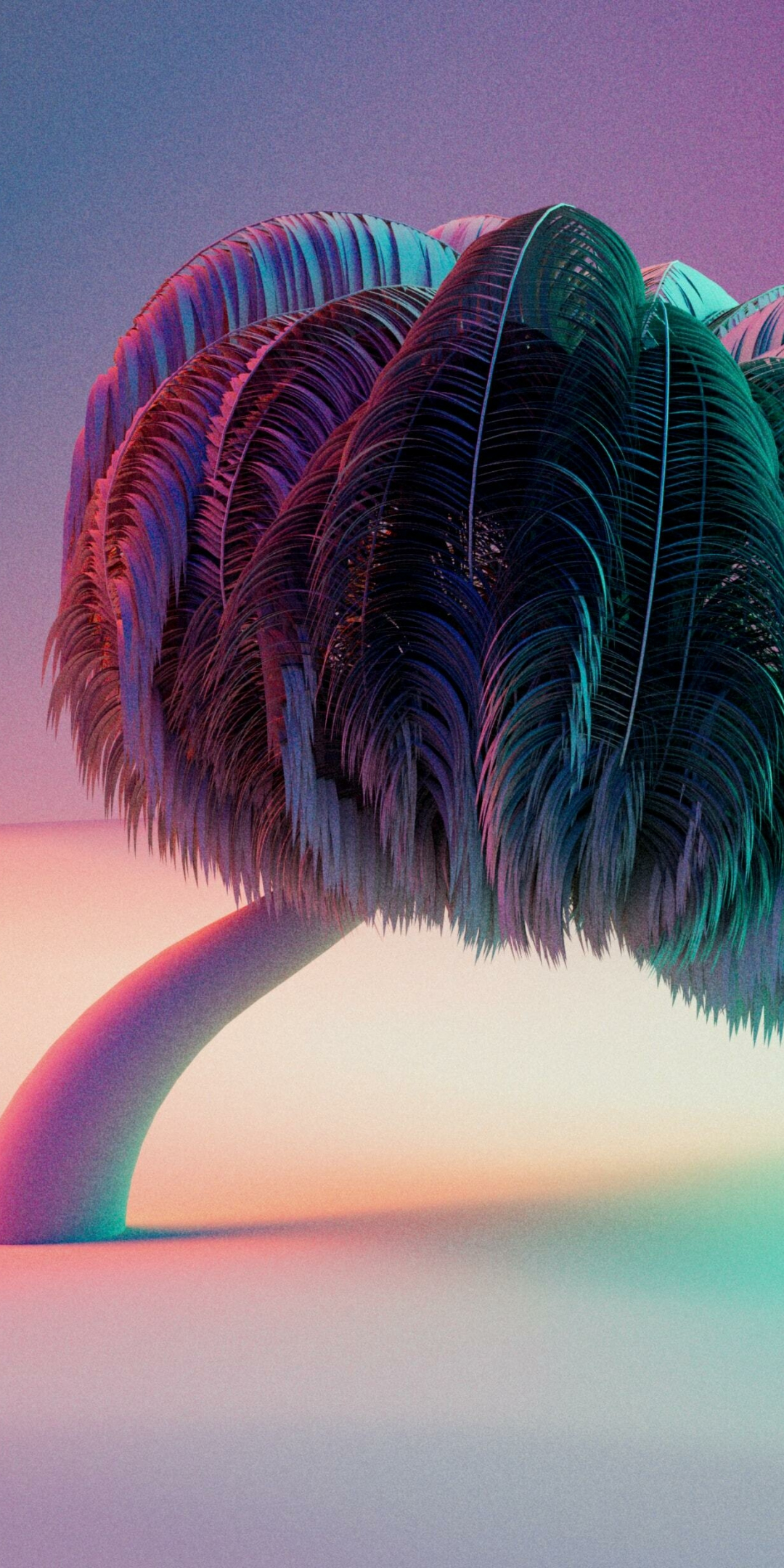 Digital art, gradient, palm tree, 1080x2160 wallpaper