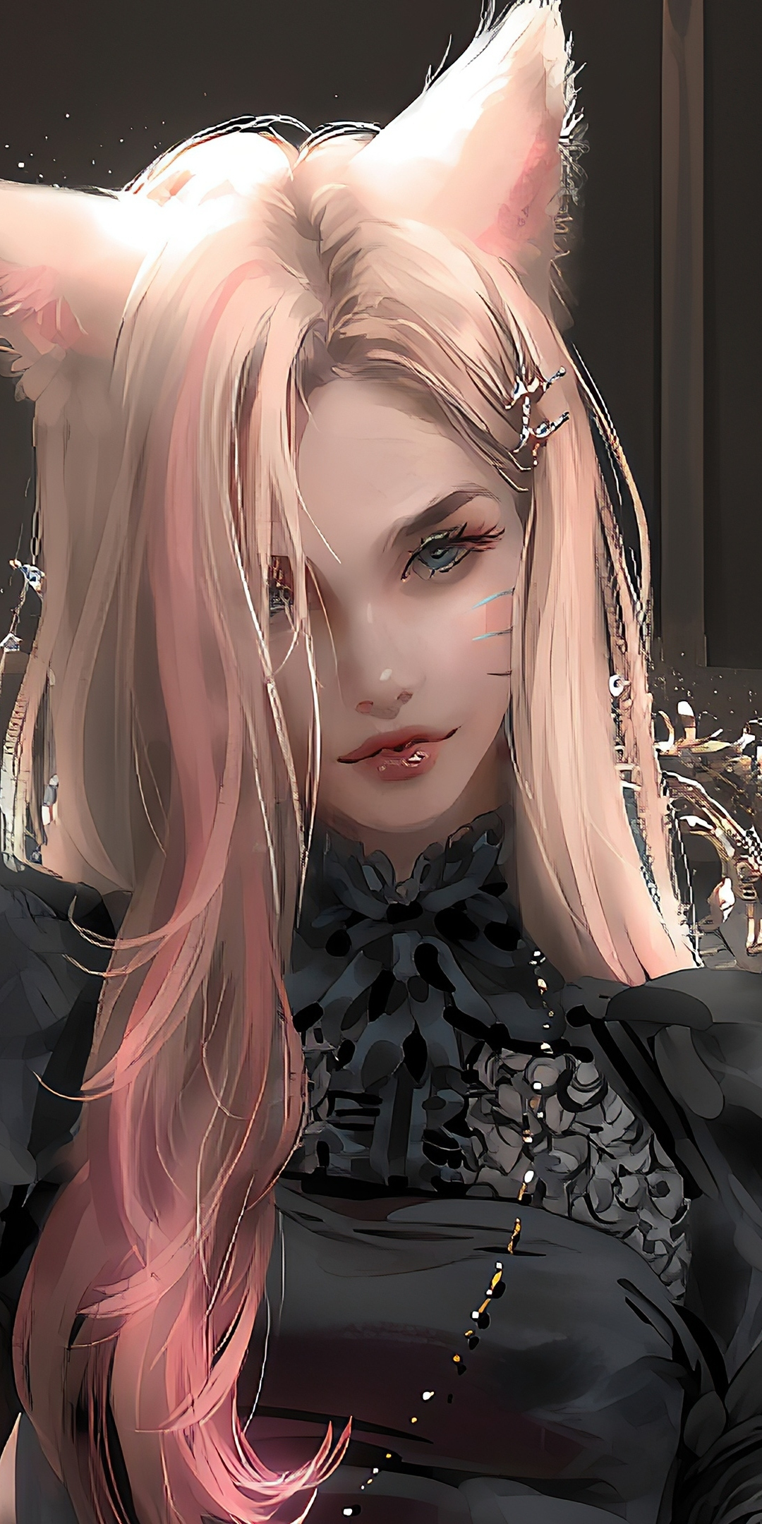 Elf girl, fantasy, beautiful pink hair, art, 1080x2160 wallpaper