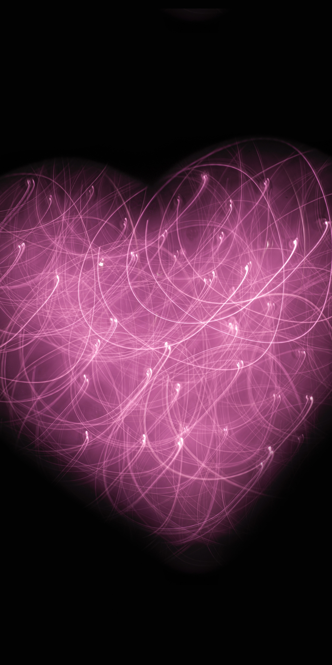 Pink heart, threads, abstraction, 1080x2160 wallpaper
