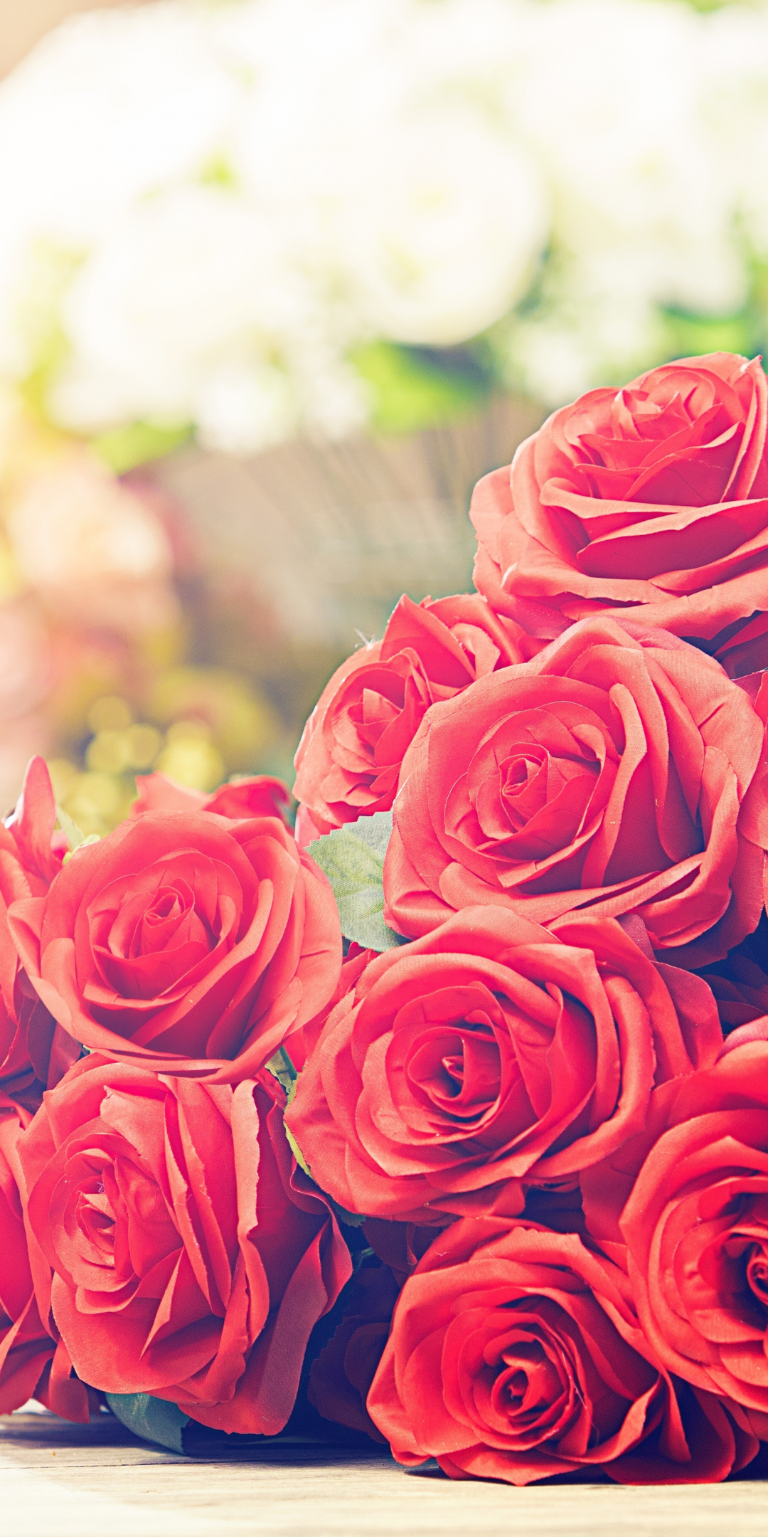 Roses, red, fresh, bouquet, 1080x2160 wallpaper